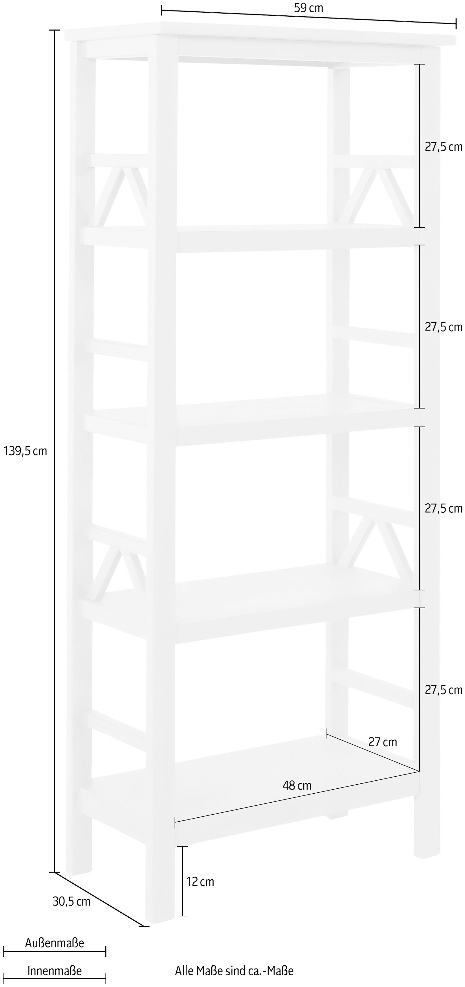 Timbers Regal »Fonville«, (1 St.), 4 feste Einlegeböden und Ablagefläche, Breite 59 cm, Höhe 139,5 cm