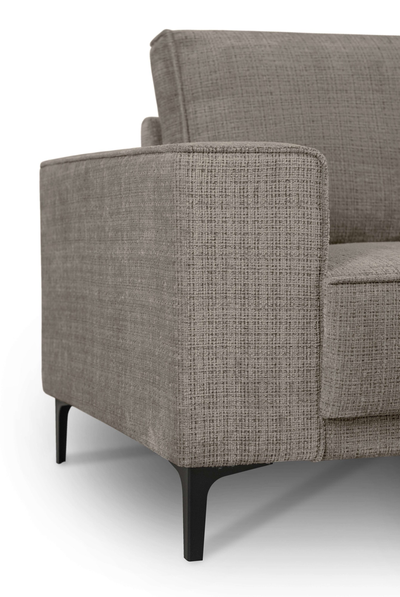 Places of Style Wohnlandschaft »XXL Sofa Oland, Struktur, Flachgewebe, Luxus-Microfaser, Boucle«, U-Form, 342 cm, Wellenunterfederung, Skandi-Design, Metallfüße