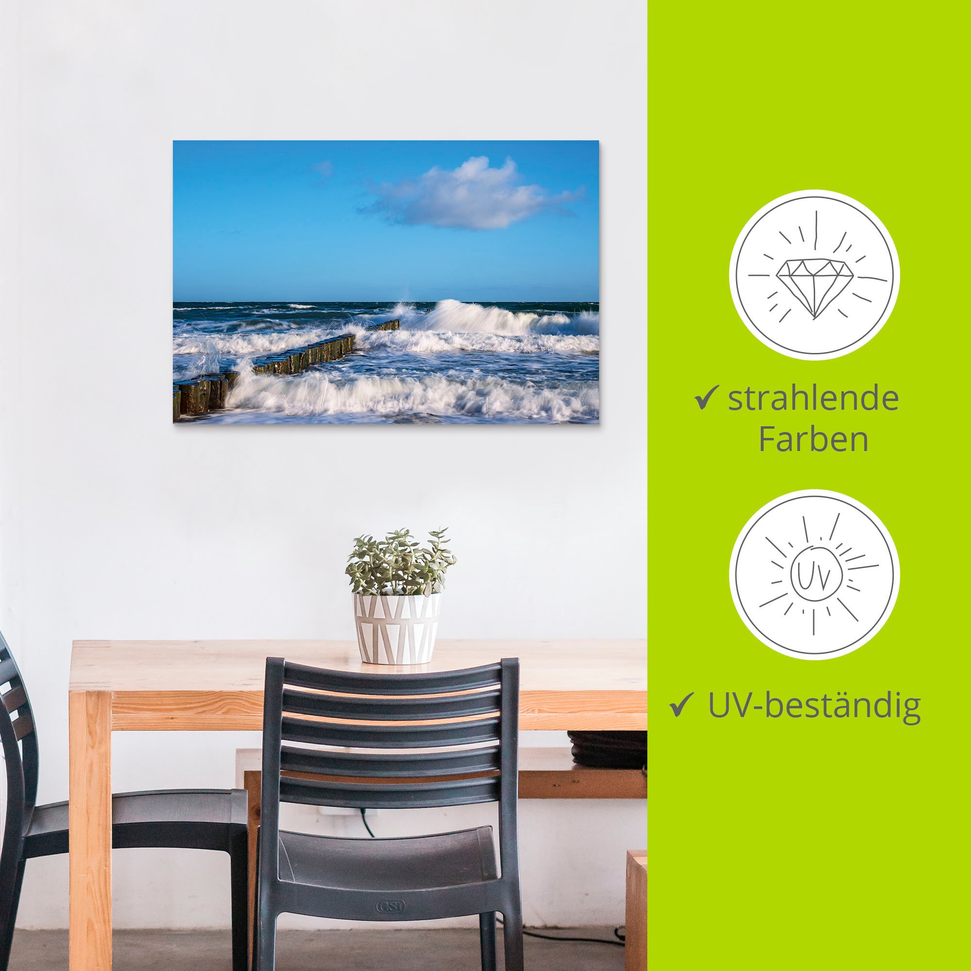 Artland Wandbild »Buhnen an der Küste der Ostsee II«, Meer Bilder, (1 St.), als Alubild, Outdoorbild, Leinwandbild, Poster in verschied. Größen