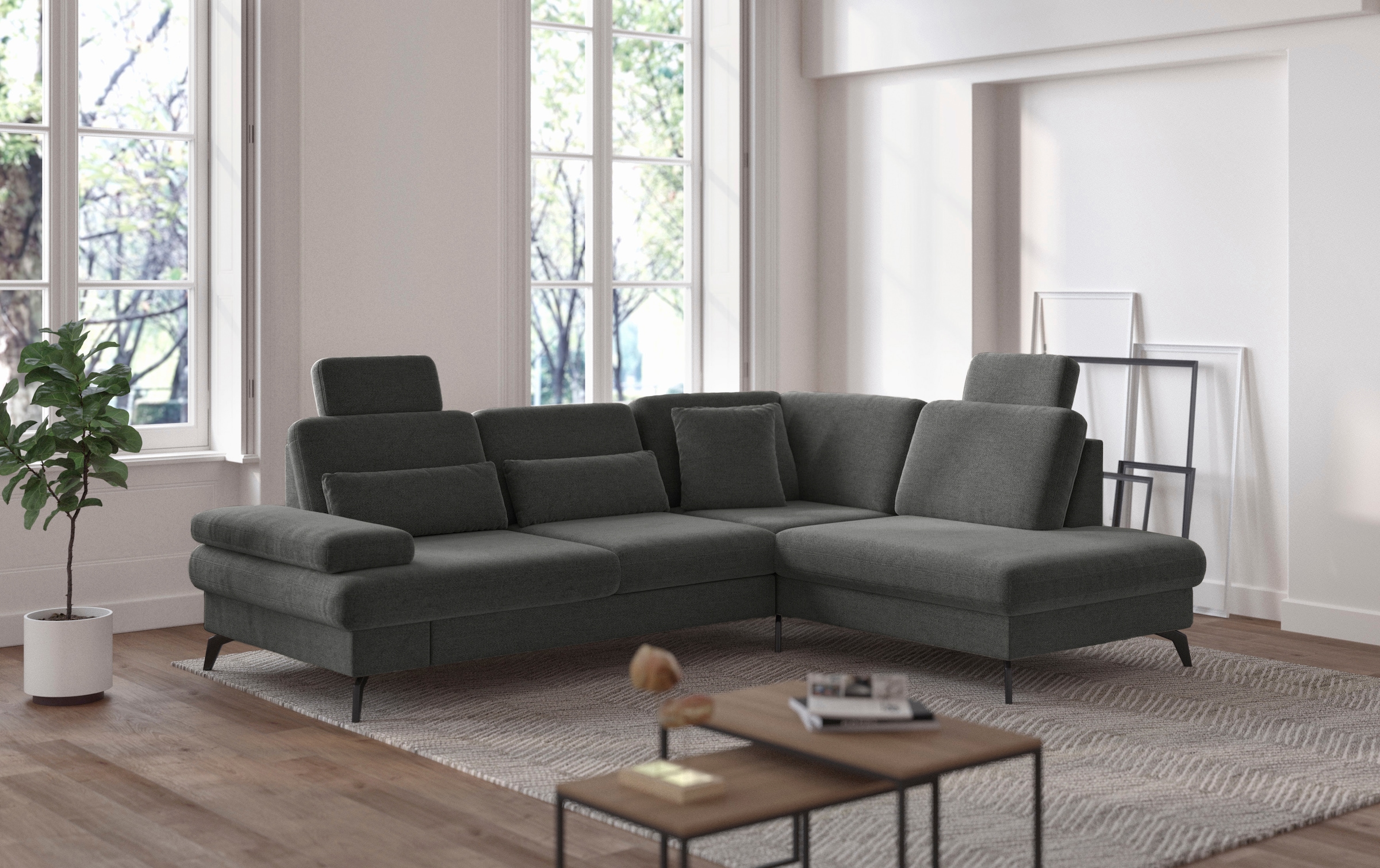 sit&more Ecksofa »Morris L-Form, inkl. Sitztiefenverstellung«, wahlweise mit Armteilverstellung, Bettfunktion & Bettkasten
