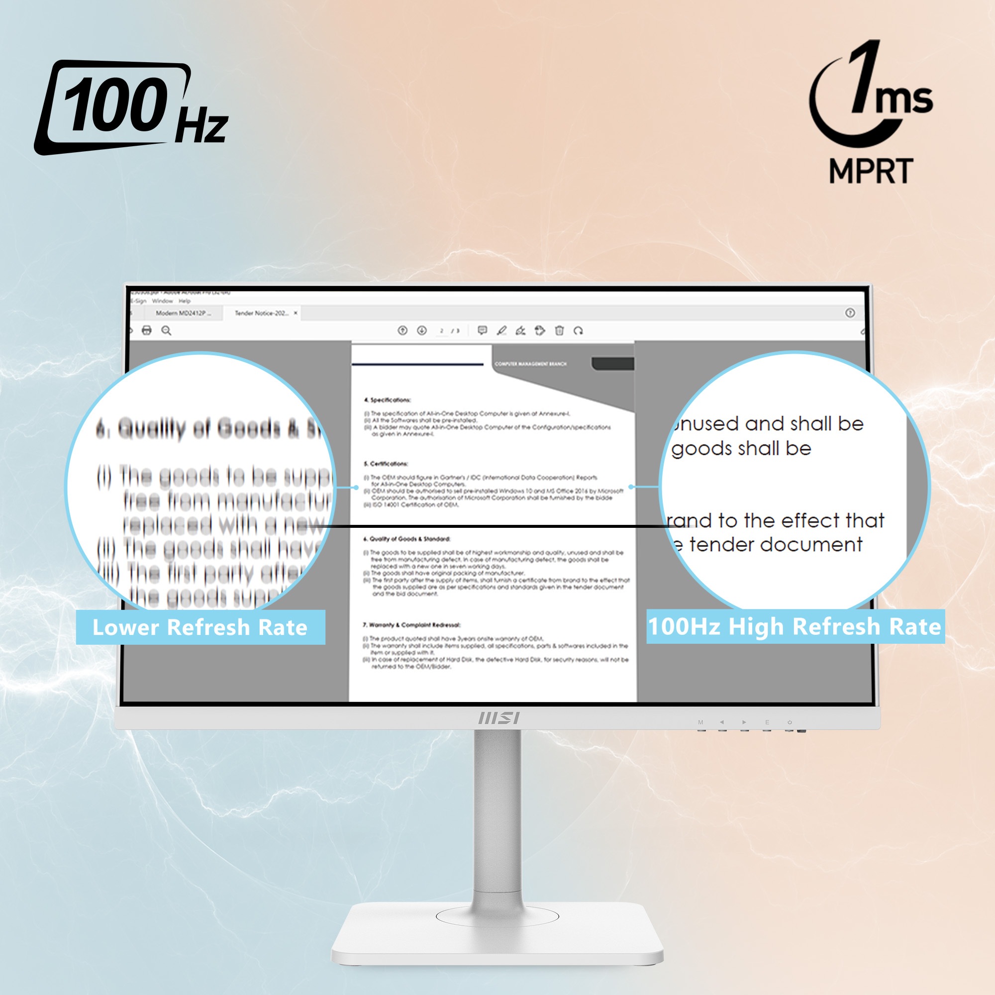 MSI LED-Monitor »Modern MD2412P«, 60 cm/24 Zoll, 1920 x 1080 px, Full HD, 1 ms Reaktionszeit, 100 Hz, höhenverstellbar, 3 Jahre Herstellergarantie, USB-C