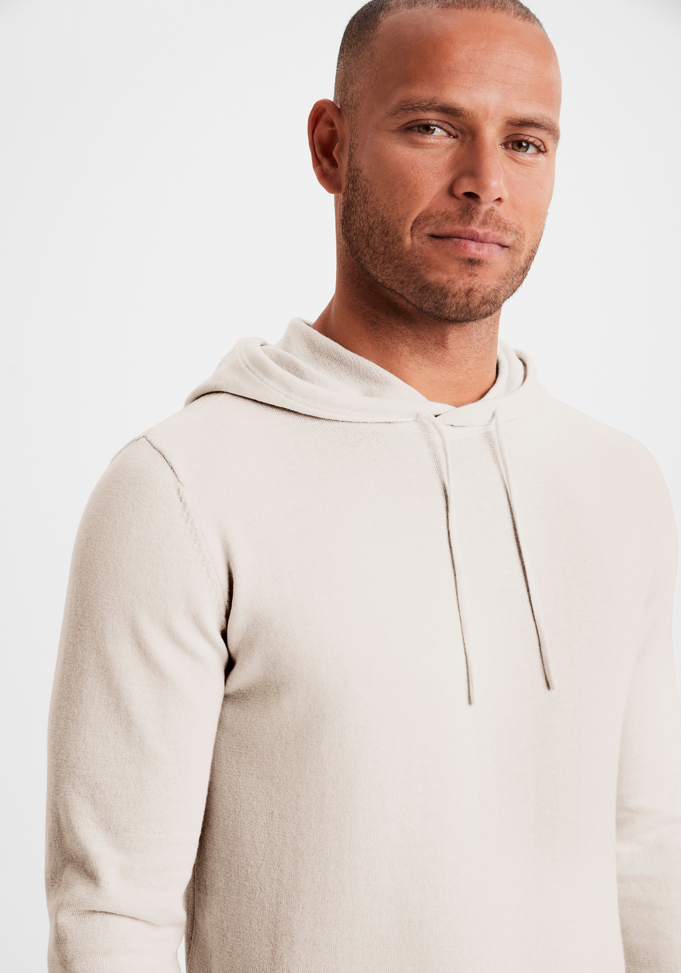 H.I.S », Strickpullover mit Kapuze«, Feinstrick aus pflegeleichter Baumwollmischung
