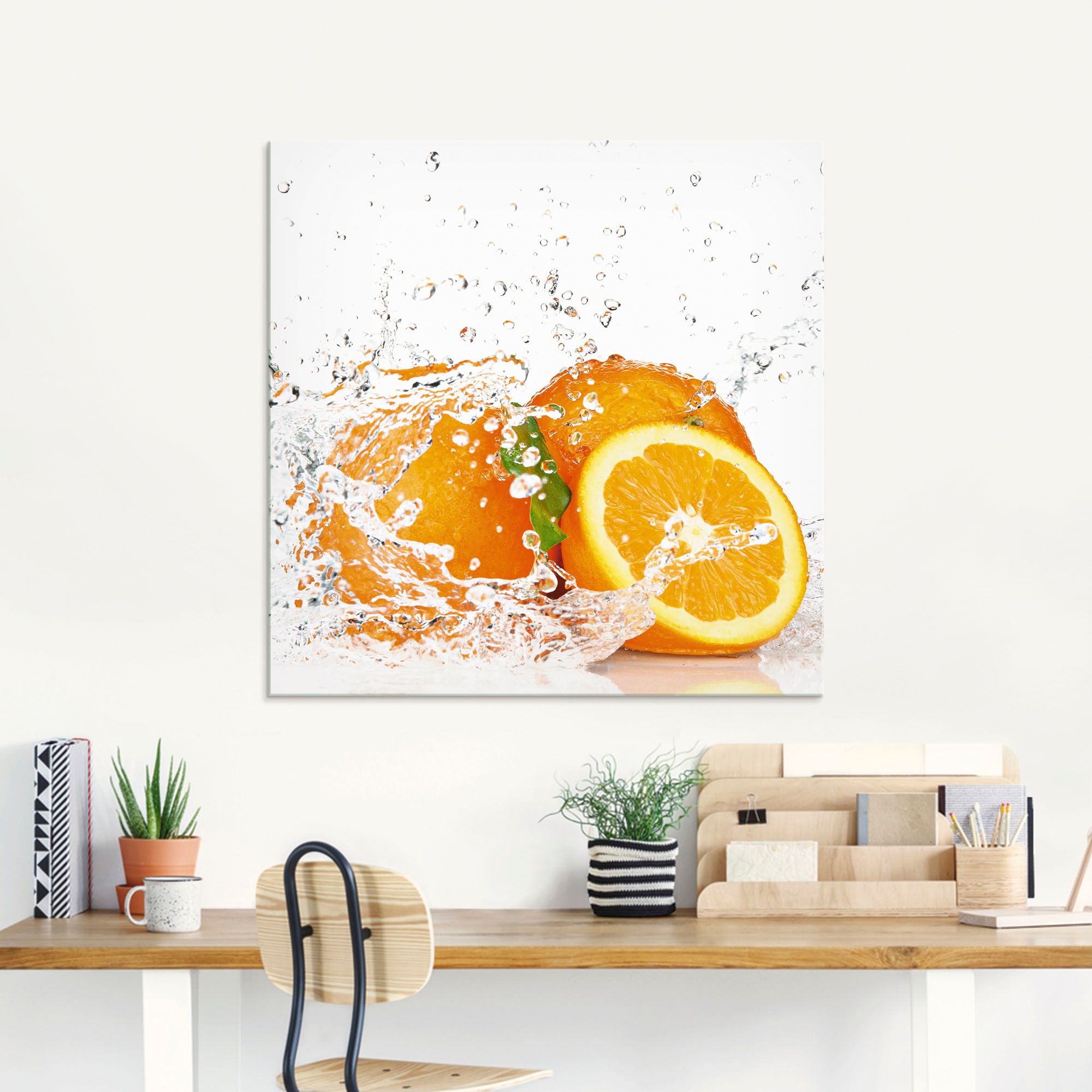 Artland Glasbild »Orange mit Spritzwasser«, Süßspeisen, (1 St.), in verschiedenen Größen