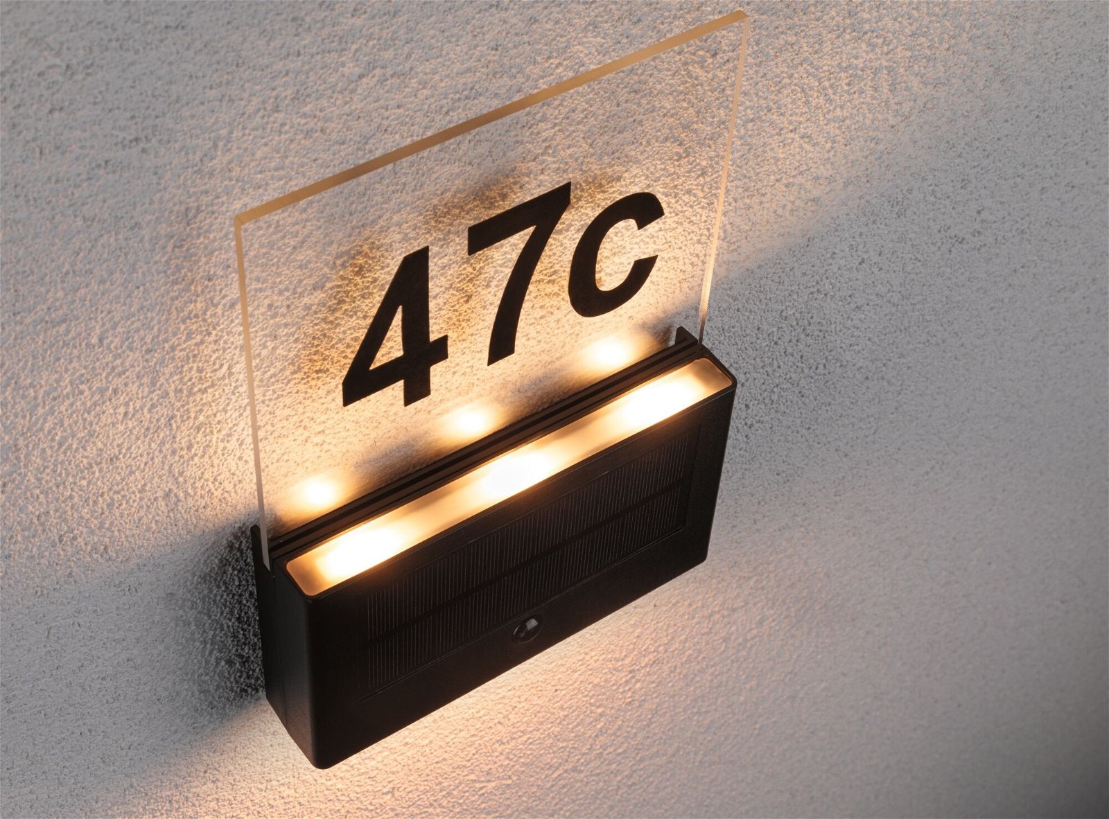 Paulmann LED Außen-Wandleuchte »Solar Hausnummernleuchte Neda IP44 2200K 18lm Anthrazit«, 1 flammig, Bewegungsmelder insektenfreundlich