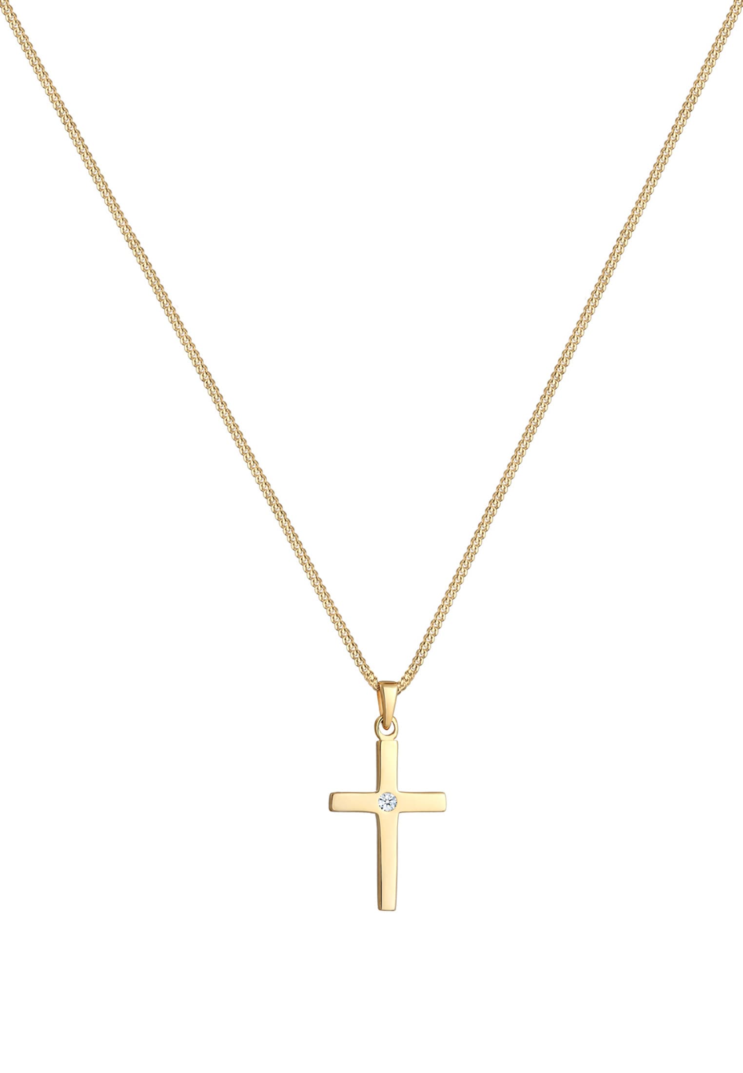 Elli DIAMONDS Collierkettchen »Kreuz Diamant Weiß Brillantschliff (0.015ct) 585 Gelbgold«