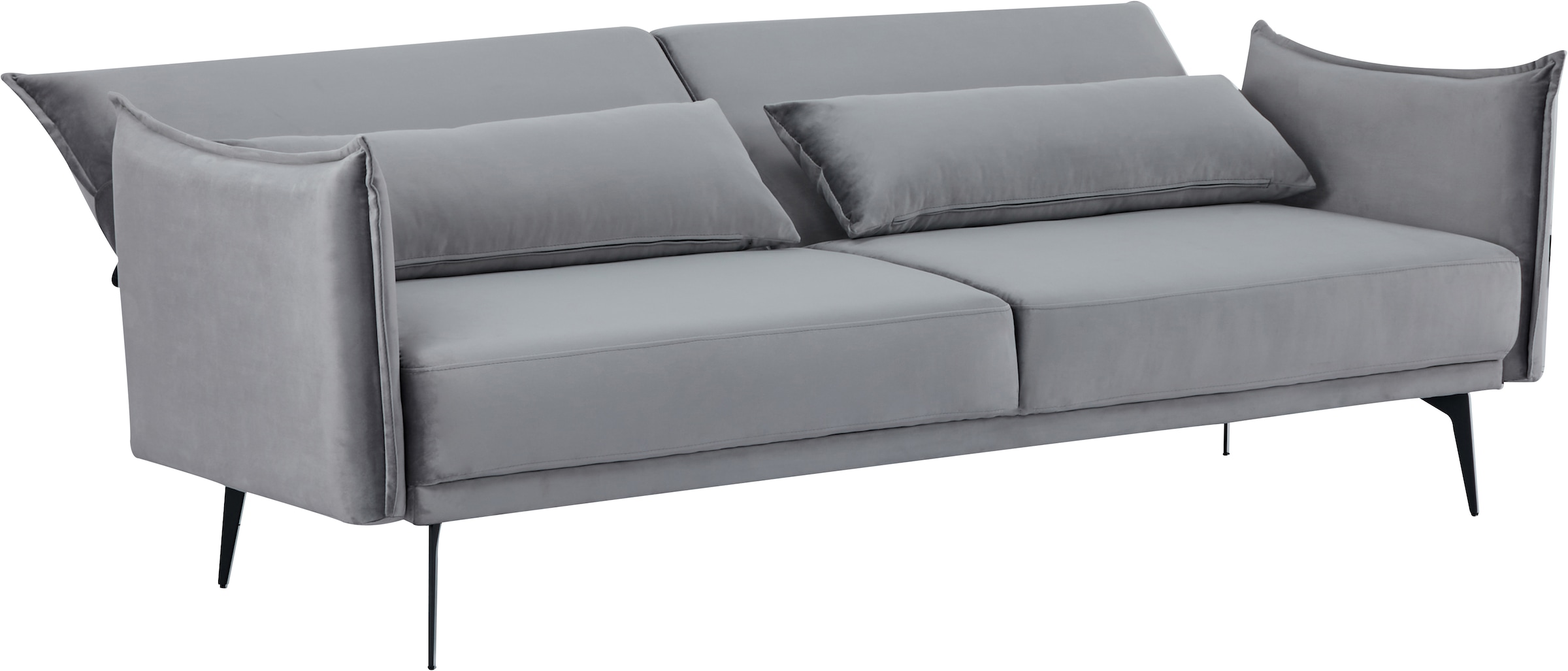 INOSIGN Schlafsofa »TULARE, 204 cm, klappbarer 3-Sitzer mit verstellbarer Rückenlehne,«, Schlaffunktion, Velvet-Samtvelours u. Webstoff