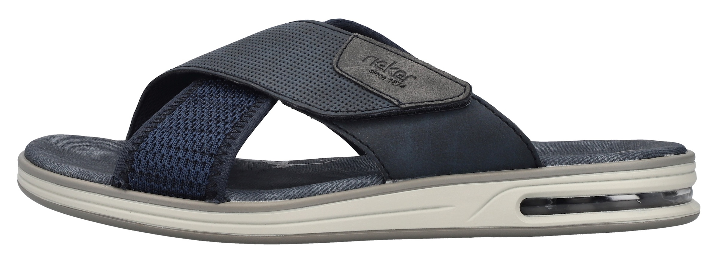 Rieker Pantolette, Sommerschuh, Strandschuh, Schlappen, Hausschuh mit Klettverschluss