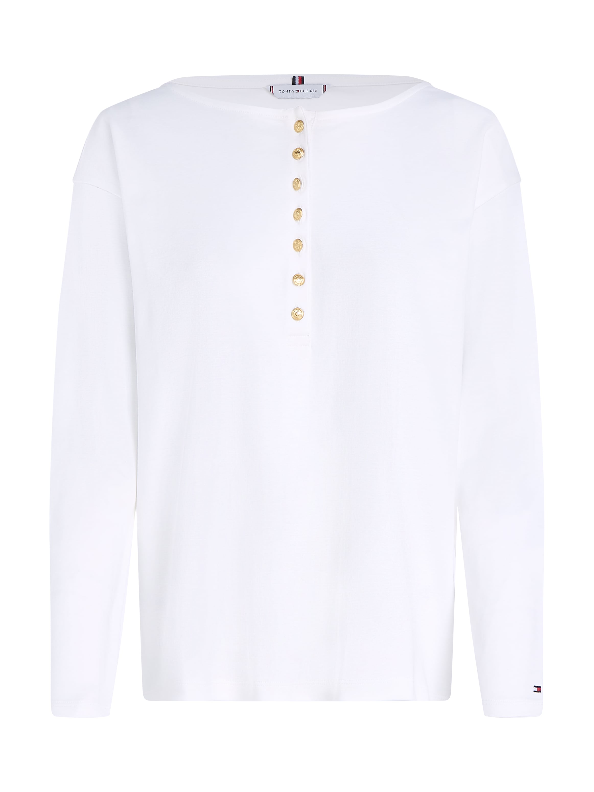 Tommy Hilfiger T-Shirt »RLXD GOLD BTN HENLEY 7/8 SL«, mit godlfarbenem Knopf