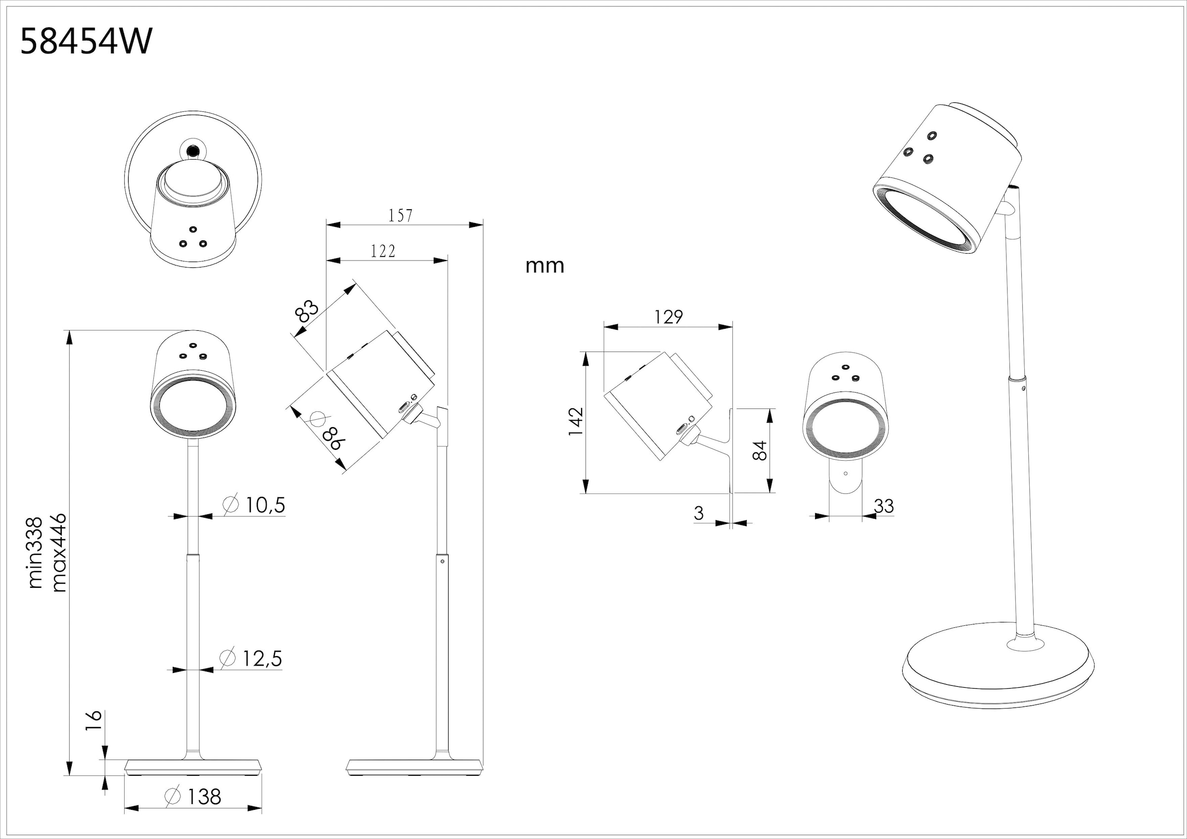 GLOBO LIGHTING LED Tischleuchte »MEEYA«, Leuchtmittel LED-Modul | LED fest integriert, Tischlampe/Arbeitszimmer/Bürotischleuchte/weiß/Touch Ein/Aus
