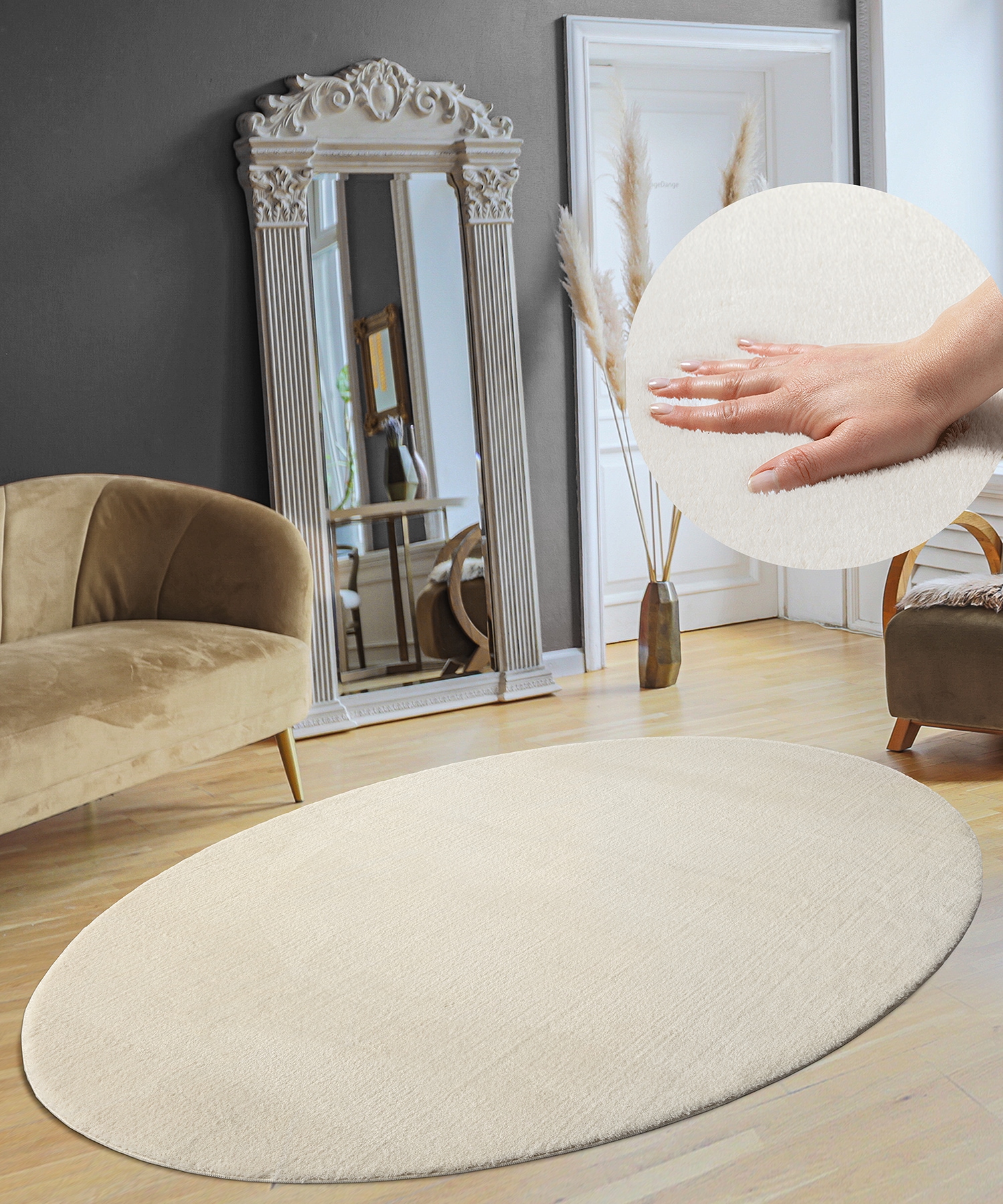 the carpet Teppich »Relax«, oval, 16 mm Höhe, waschbarer Wohnzimmer Teppich modern rutschfest