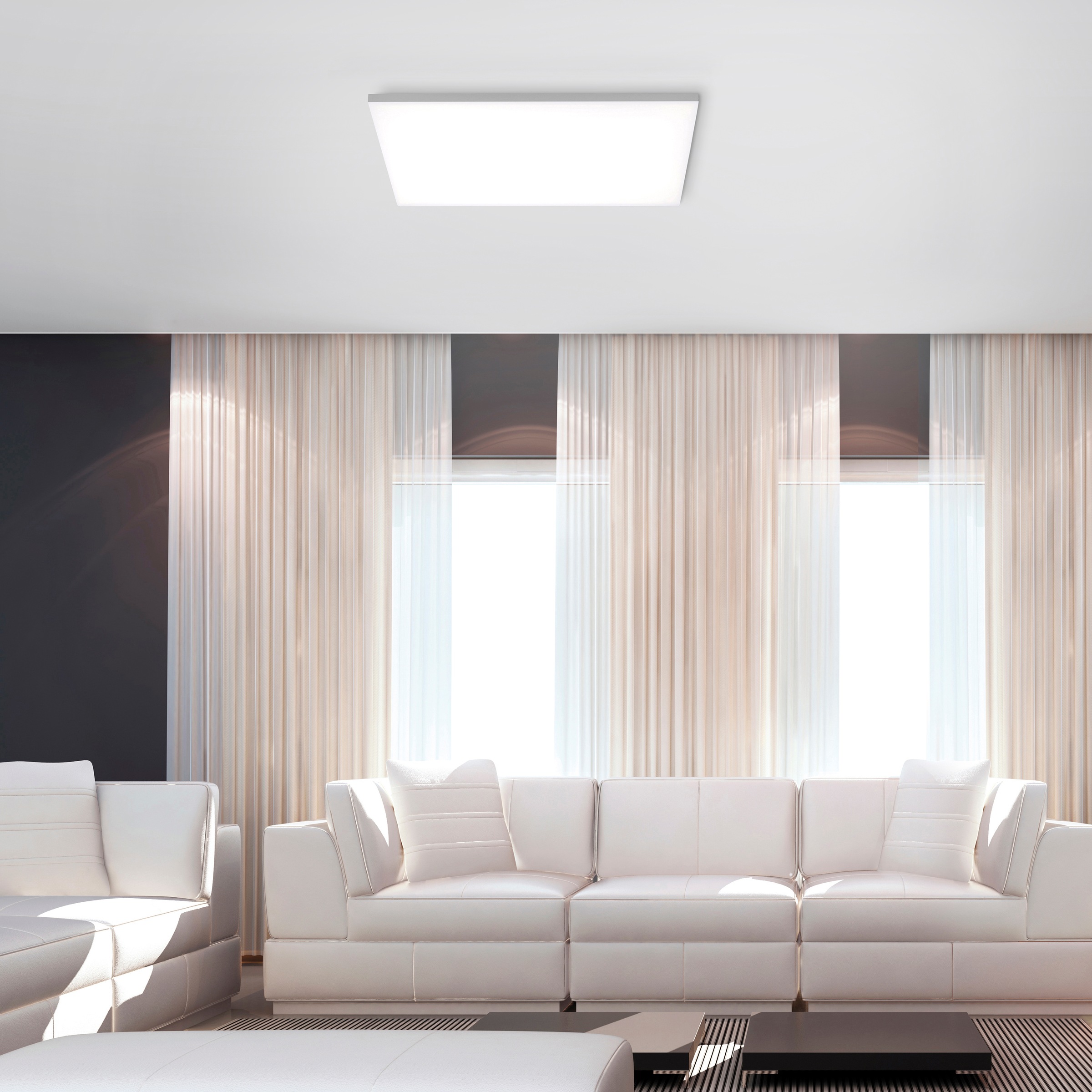 JUST LIGHT Deckenleuchte »Ls-FLAT«, 1 flammig, Leuchtmittel LED-Board | LED fest integriert, RGB+tunable white, Infrarot inkl., Fernbedienung, Smarthome fähig