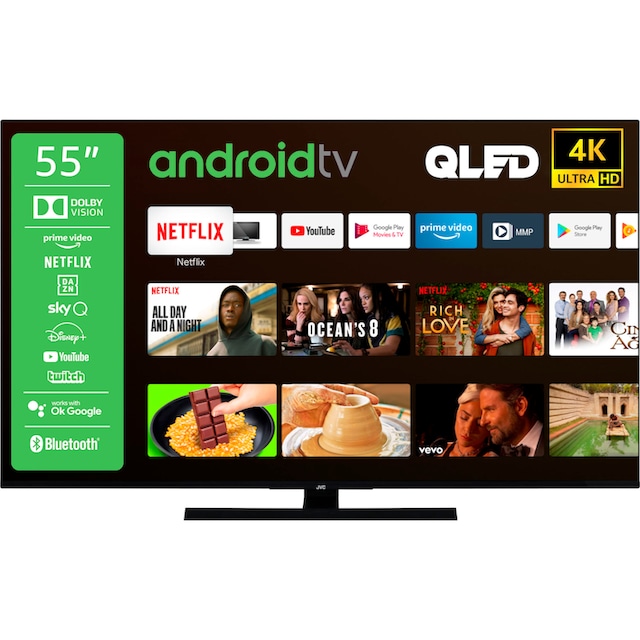 JVC QLED-Fernseher »LT-55VAQ6155«, 139 cm/55 Zoll, 4K Ultra HD, Android TV, HDR  Dolby Vision, Triple-Tuner,Google Play Store,Bluetooth auf Raten kaufen