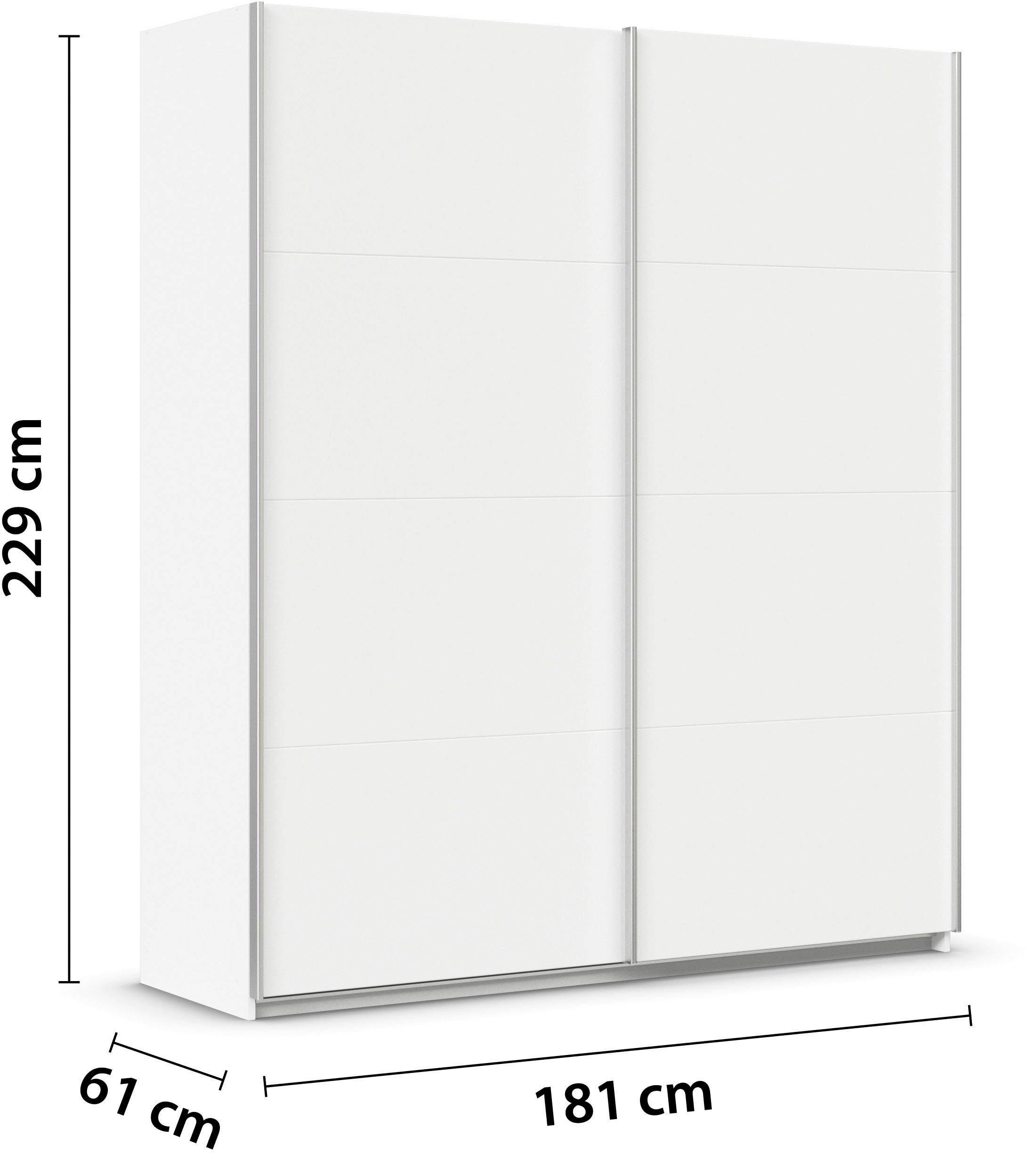INOSIGN BY RAUCH Schwebetürenschrank »Kleiderschrank Schrank Garderobe Schlafzimmerschrank THANOS«, (in 3 verschiedenen Ausstattungen BASIC/CLASSIC/PREMIUM), Optional mit Spiegel, Metall-Griffleisten alufarben MADE IN GERMANY
