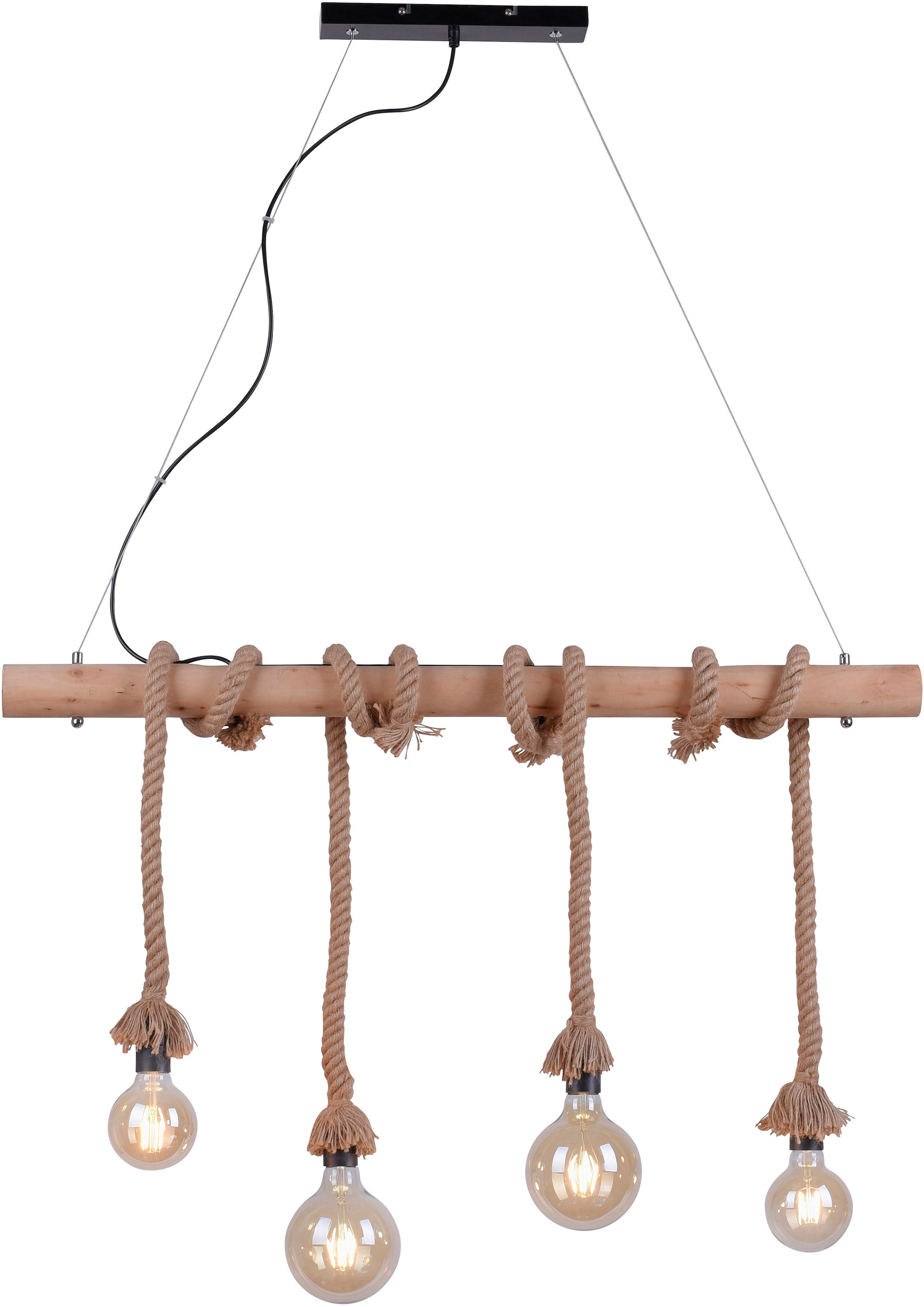 JUST LIGHT Pendelleuchte »ROPE«, 4 flammig, Leuchtmittel E27   ohne Leuchtm günstig online kaufen