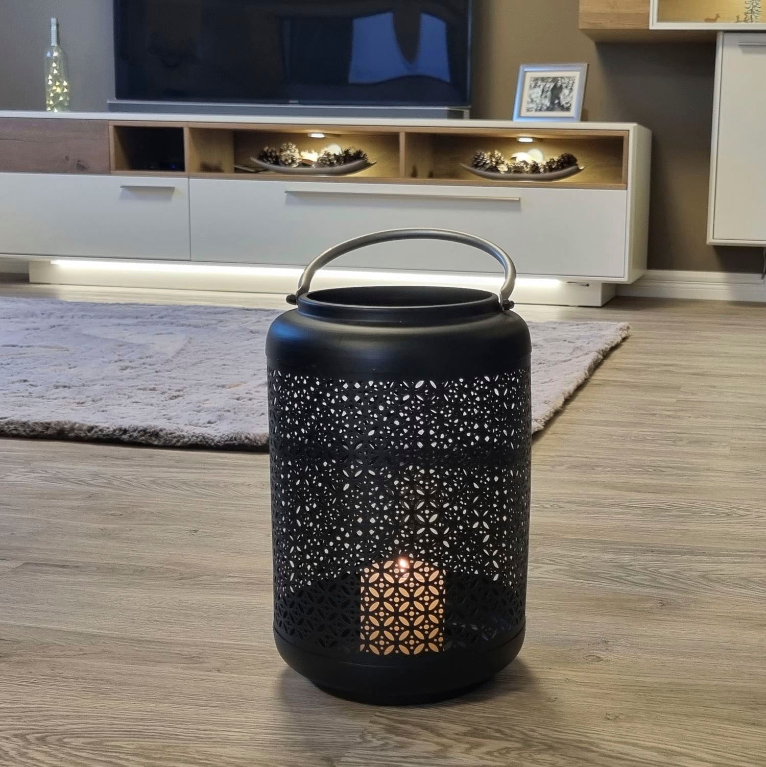 Ambiente Haus Kerzenlaterne »Laterne mit Silber-Griff - (H) 42 cm«