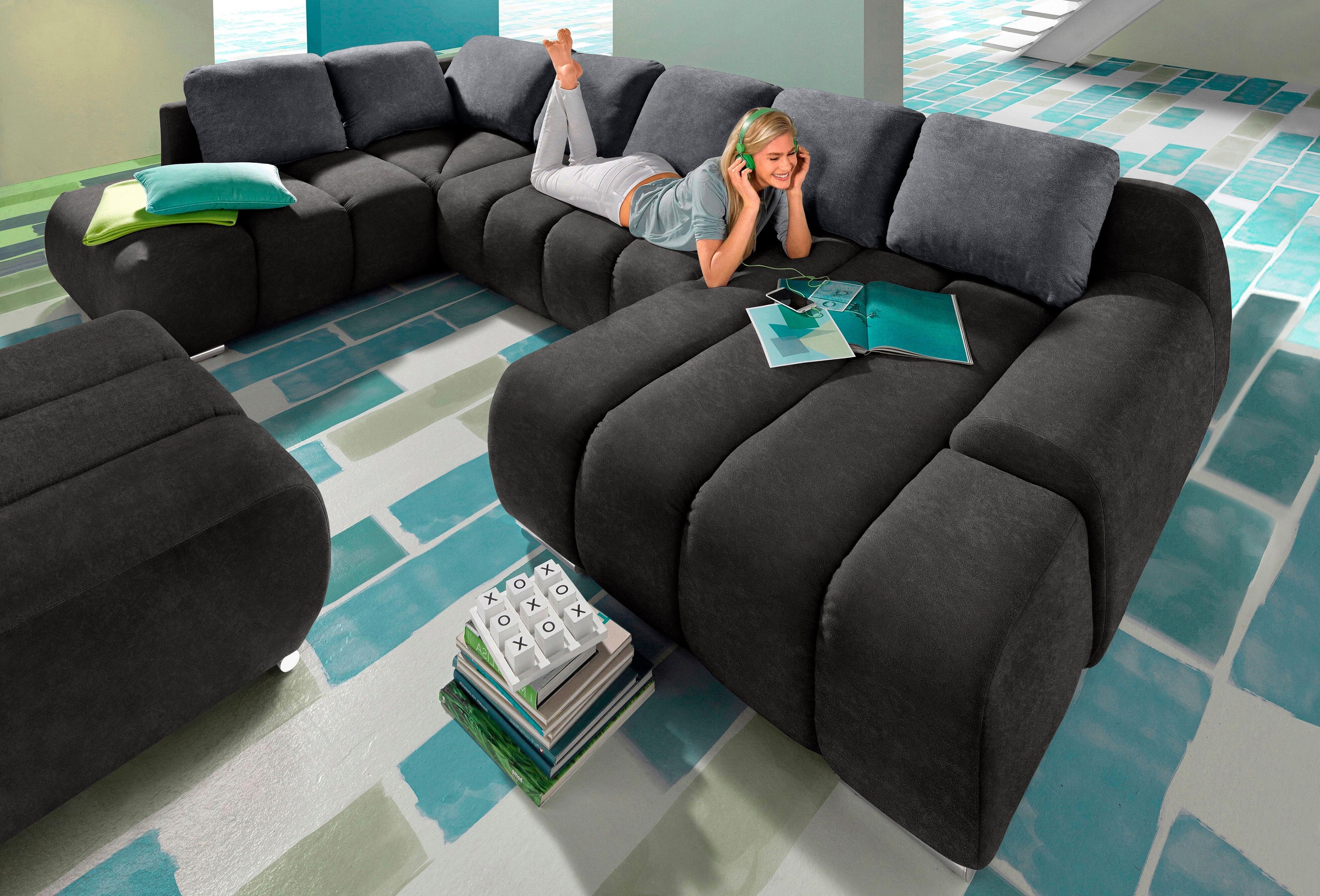 Home affaire Wohnlandschaft »Bono U-Form« wahlweise mit Bettfunktion günstig online kaufen