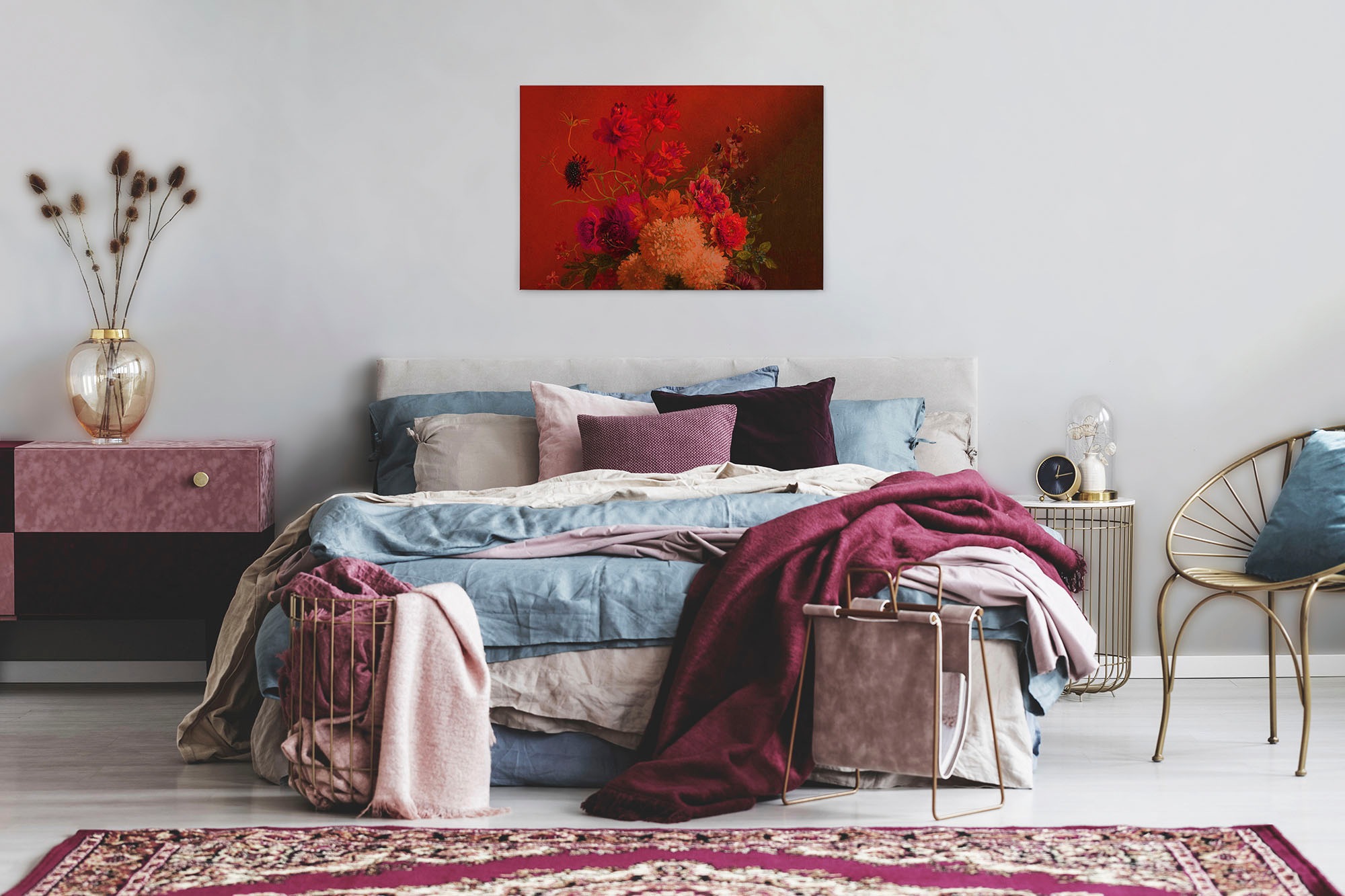 A.S. Création Leinwandbild »bouquet vibrant«, Kunst-Blumen-Kinder, (1 St.), Keilrahmen Bild Blumen-Strauß Floral Leinwand-Bild Wohnzimmer modern