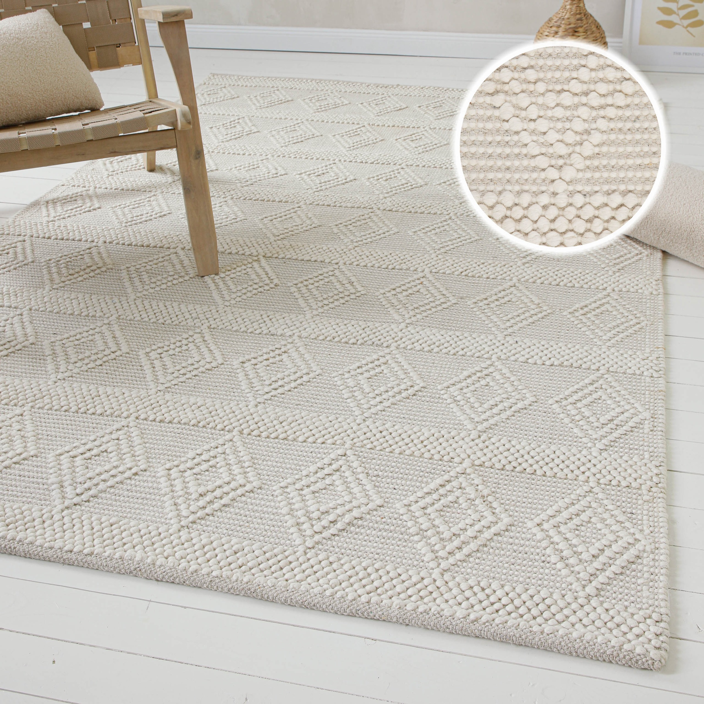 my home Teppich »Grunno«, rechteckig, 8 mm Höhe, 70% Wolle, handgewebt, Rau günstig online kaufen