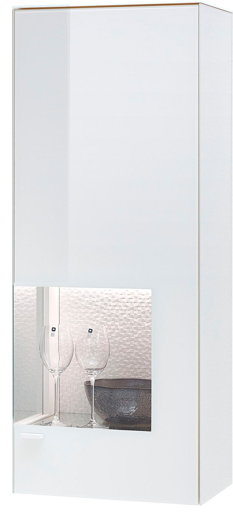 LEONARDO Hängevitrine »AUREA« mit Pailletten-Akzent, wahlweise mit Beleuchtung Lack weiß/Paillette weiß