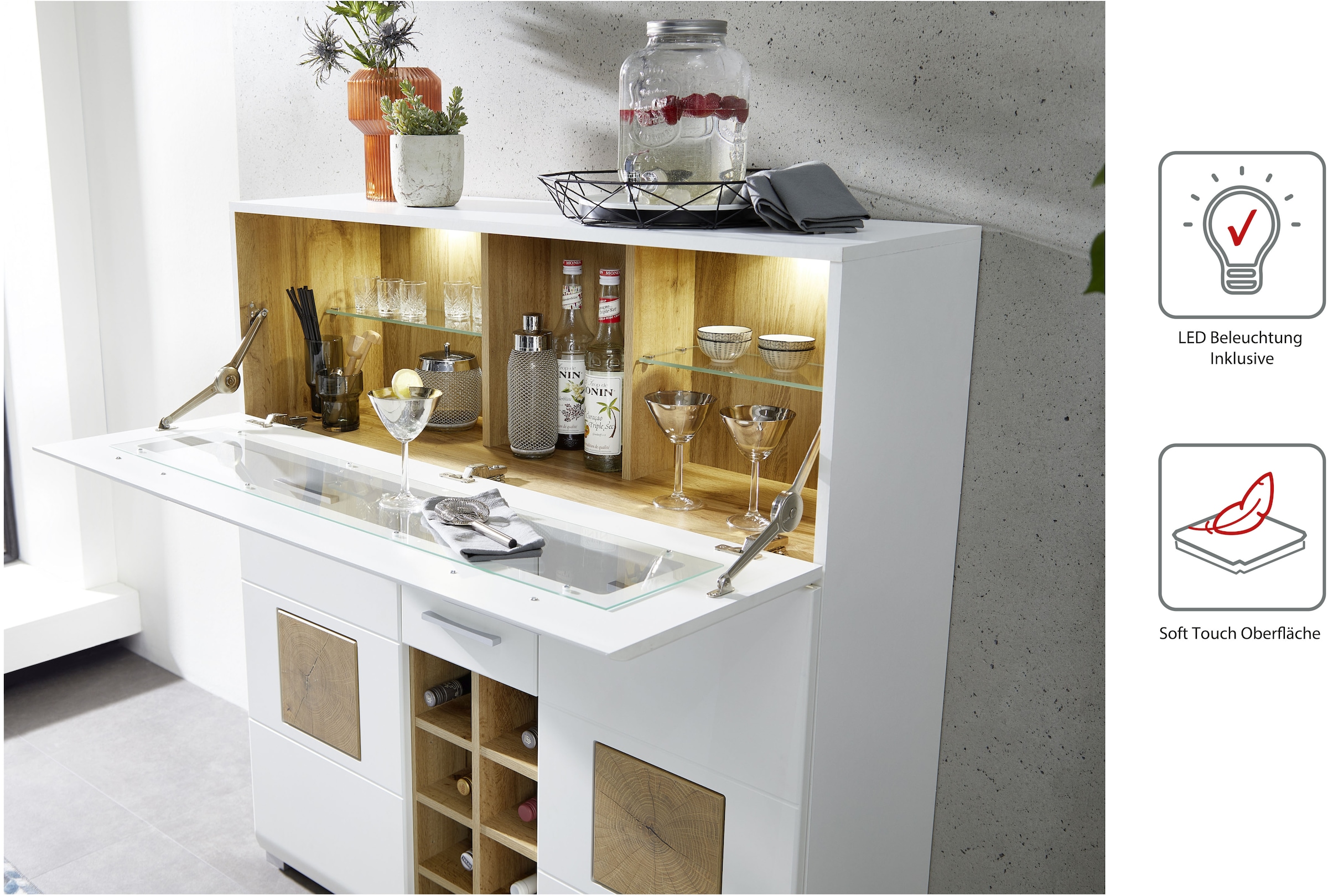 Innostyle Barschrank »FUN PLUS, TOPSELLER!«, (Barschrank), Maße: 120 x 129 x 37 cm (B/H/T), mit LED-Beleuchtung