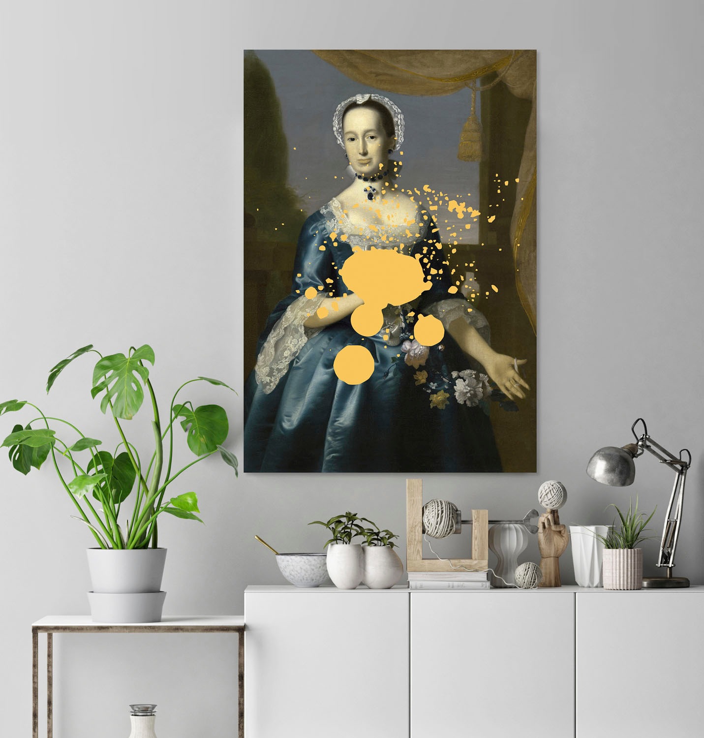 queence Acrylglasbild »Frau mit Farbklecks«, Kunst-Gemälde-Frau-Bilder von günstig online kaufen