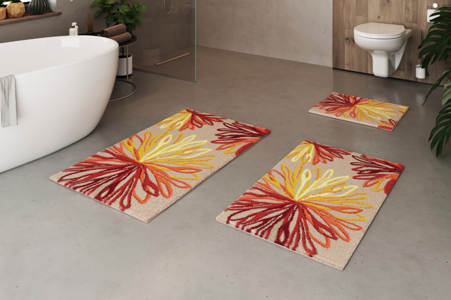 Grund Badematte »Art« Höhe 20 mm rutschhemmend beschichtet fußbodenheizungsgeeignet florales Muster, elegante Badematte