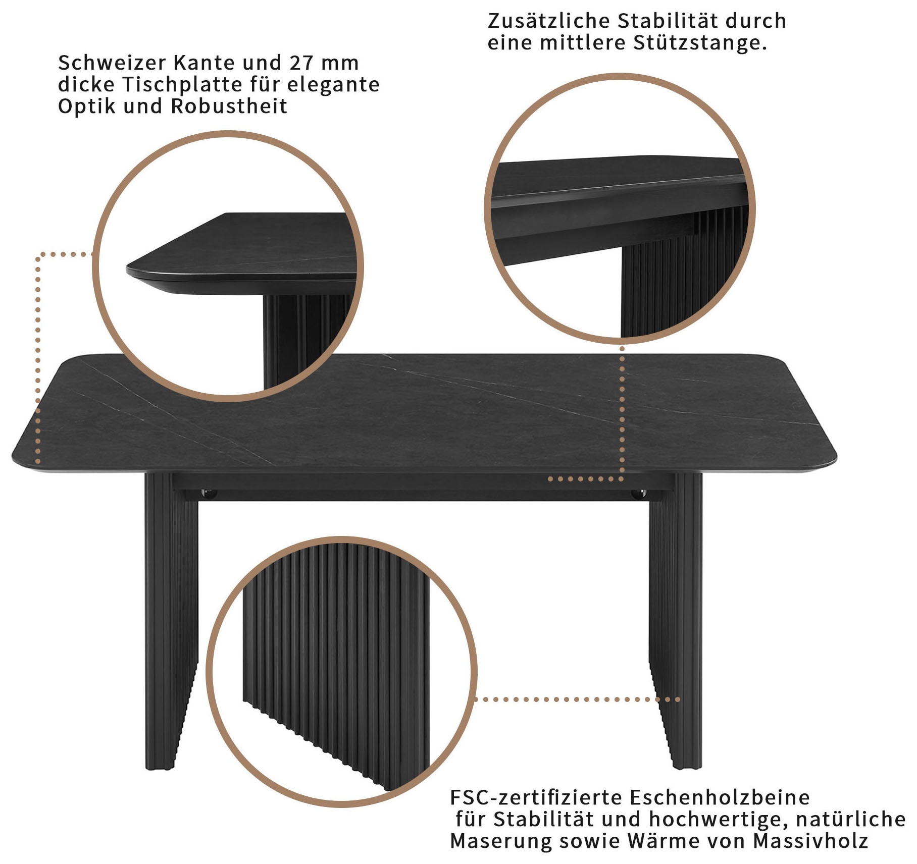 OTTO home Esstisch »Vorly« FSC-zertifizierte Esche, Schweizer Kante und pflegeleichte Oberfläche