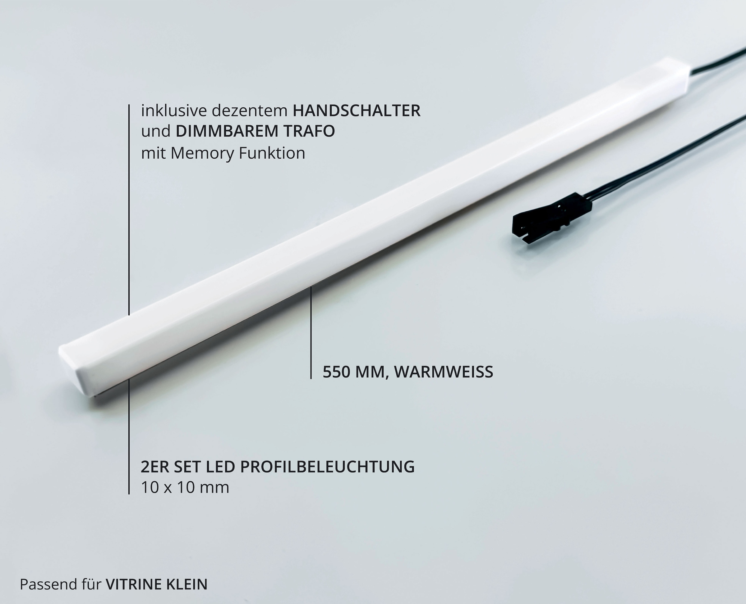 Wohnconcept LED-Leuchtmittel »Donna Profilbeleuchtung 2-er Set 550mm« 2 Stk. Warmweiß Warmweiß, Handschalter und dimmbarer Trafoeinheit