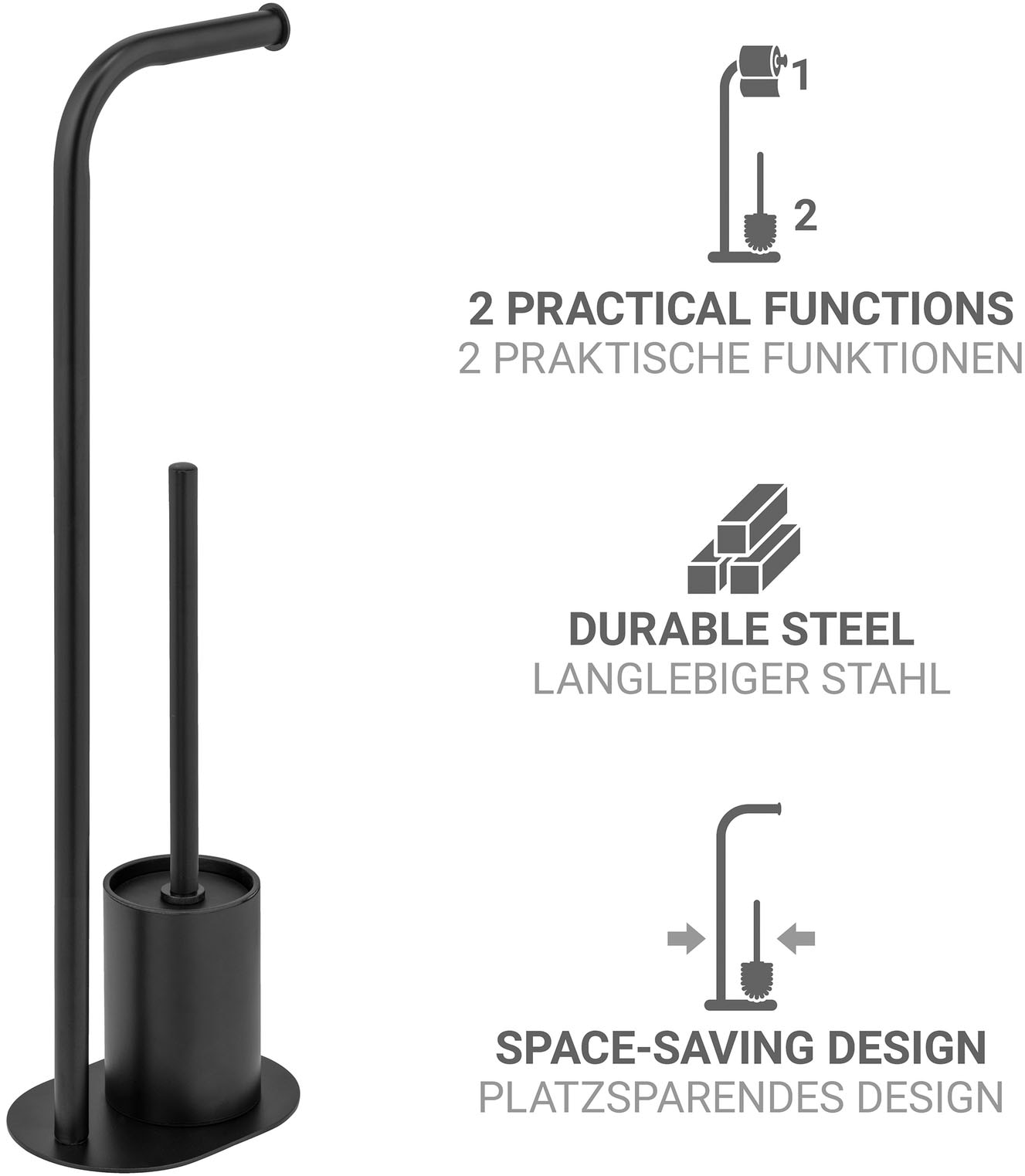 WENKO WC-Garnitur »Levante« aus Metall Stand WC-Garnitur, freistehend, mit Rollenhalter und WC-Bürste