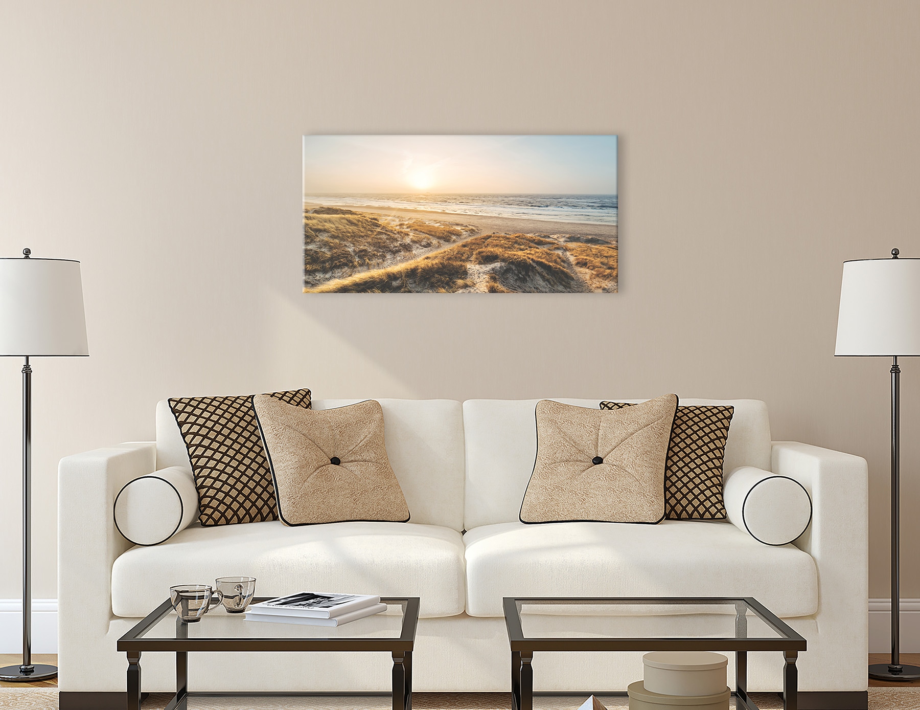 Bönninghoff Leinwandbild »Wandbild STRAND SONNENUNTERGANG 50x100 cm – Leinwandbild Keilrahmen« Küste | Meer | Natur | Sonnenuntergang | Strand 1 Stk. tlg. auf Keilrahmen gespannt