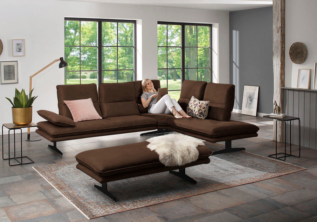 W.SCHILLIG Ecksofa »broadway, Designsofa, toller Sitzkomfort, zeitlos, elegant, L-Form«, Sitztiefenverstellung, Kopfteil- & Seitenteilverstellung, Breite 284cm