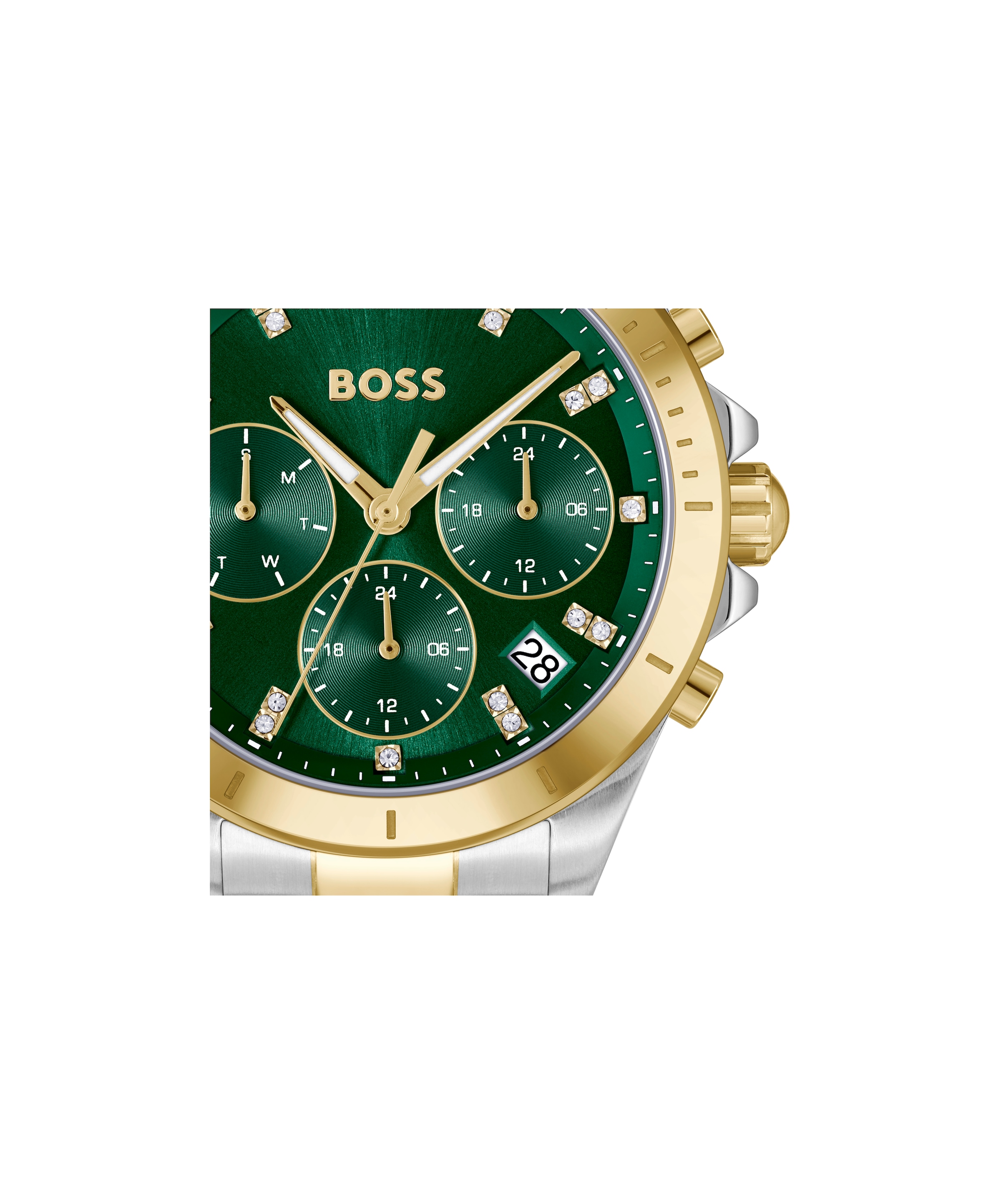 BOSS Multifunktionsuhr »ALLEY«, Quarzuhr, Armbanduhr, Damenuhr, Edelstahlarmband, analog, Tag