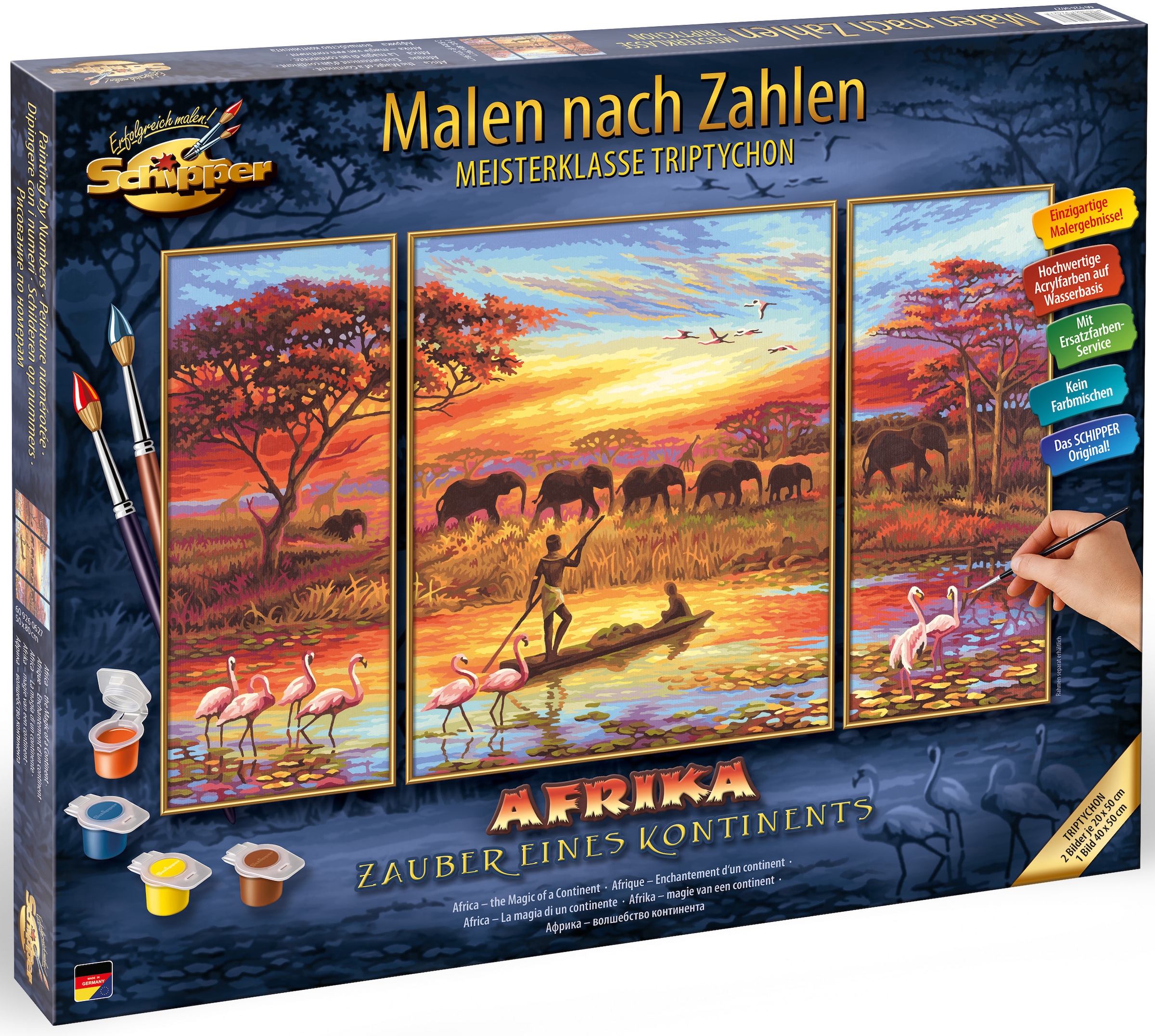Schipper Malen nach Zahlen »Meisterklasse Triptychon - Afrika, Zauber eines Kontinentes«, Made in Germany