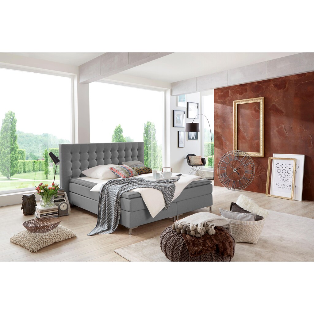 ATLANTIC home collection Boxspringbett Anni, mit Federkernmatratze und Topper