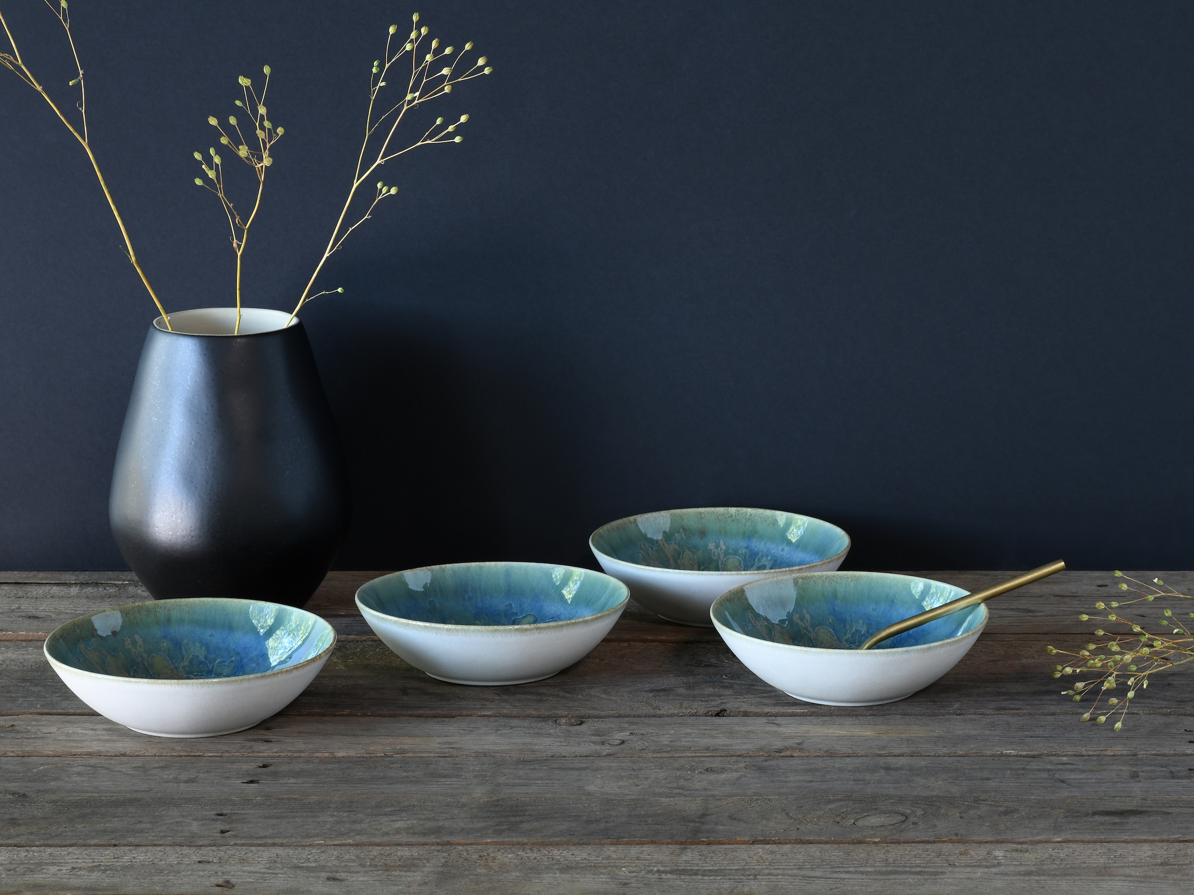 CreaTable Müslischale »Yuki« 4 Stk. aus Steinzeug Reaktiv-Digitaldruck, jedes Stück ein Unikat, Ø 17 cm