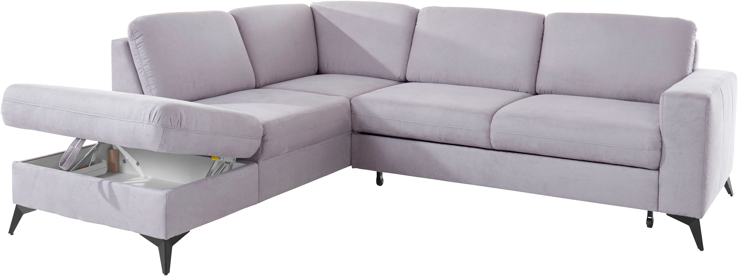 Places of Style Ecksofa »Lolland L-Form«, Wahlweise mit Bettfunktion und Stauraum, auch mit abwischbarem Bezug