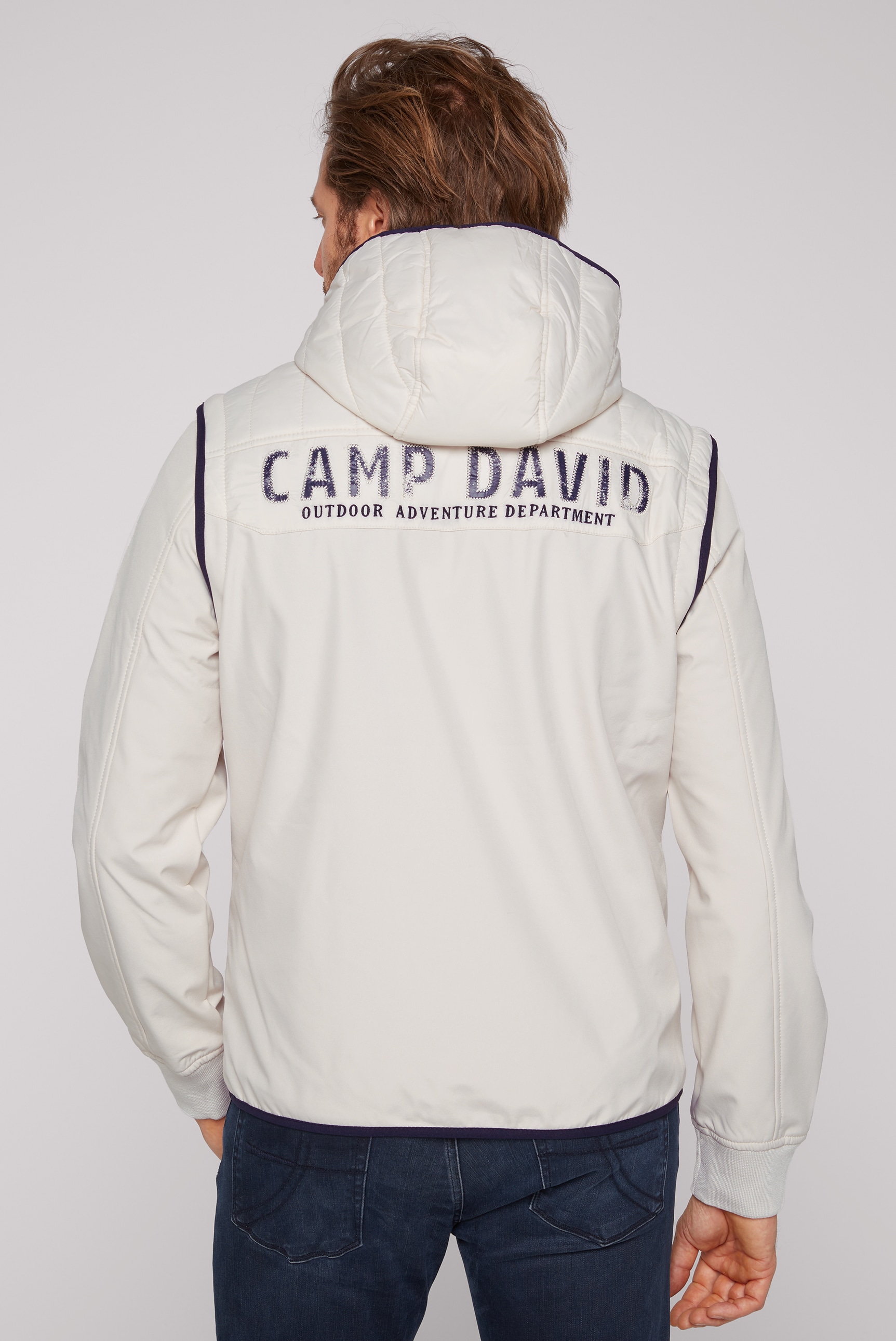 CAMP DAVID Softshelljacke, mit Kapuze, mit Label-Applikationen beidseitig