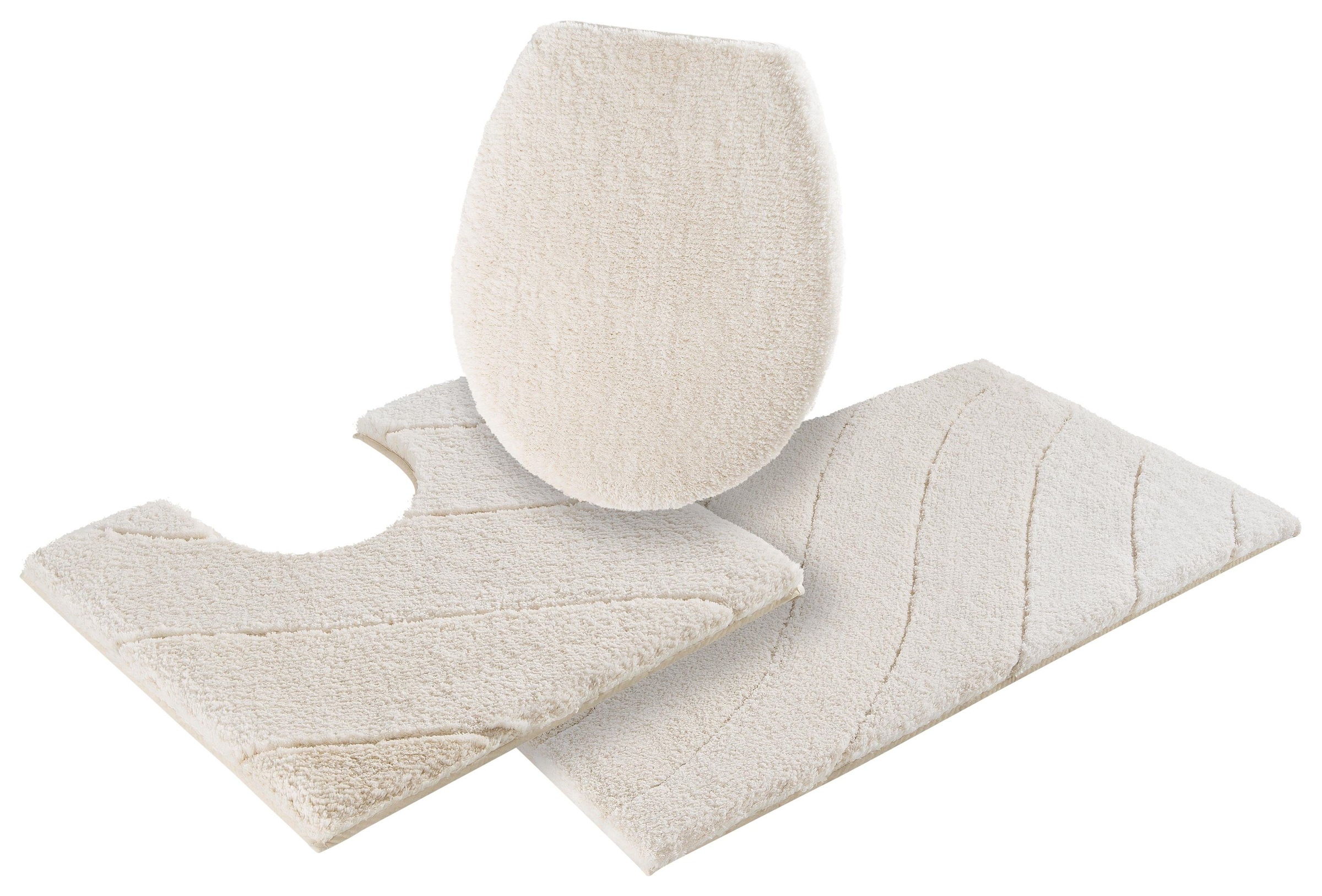 Kleine Wolke Badematte »Donna«, rutschhemmend beschichtet, fußbodenheizungsgeeignet-schnell trocknend, Wellen Design, Pastell, 3-tlg. Set, rechteckig & rund erhältlich