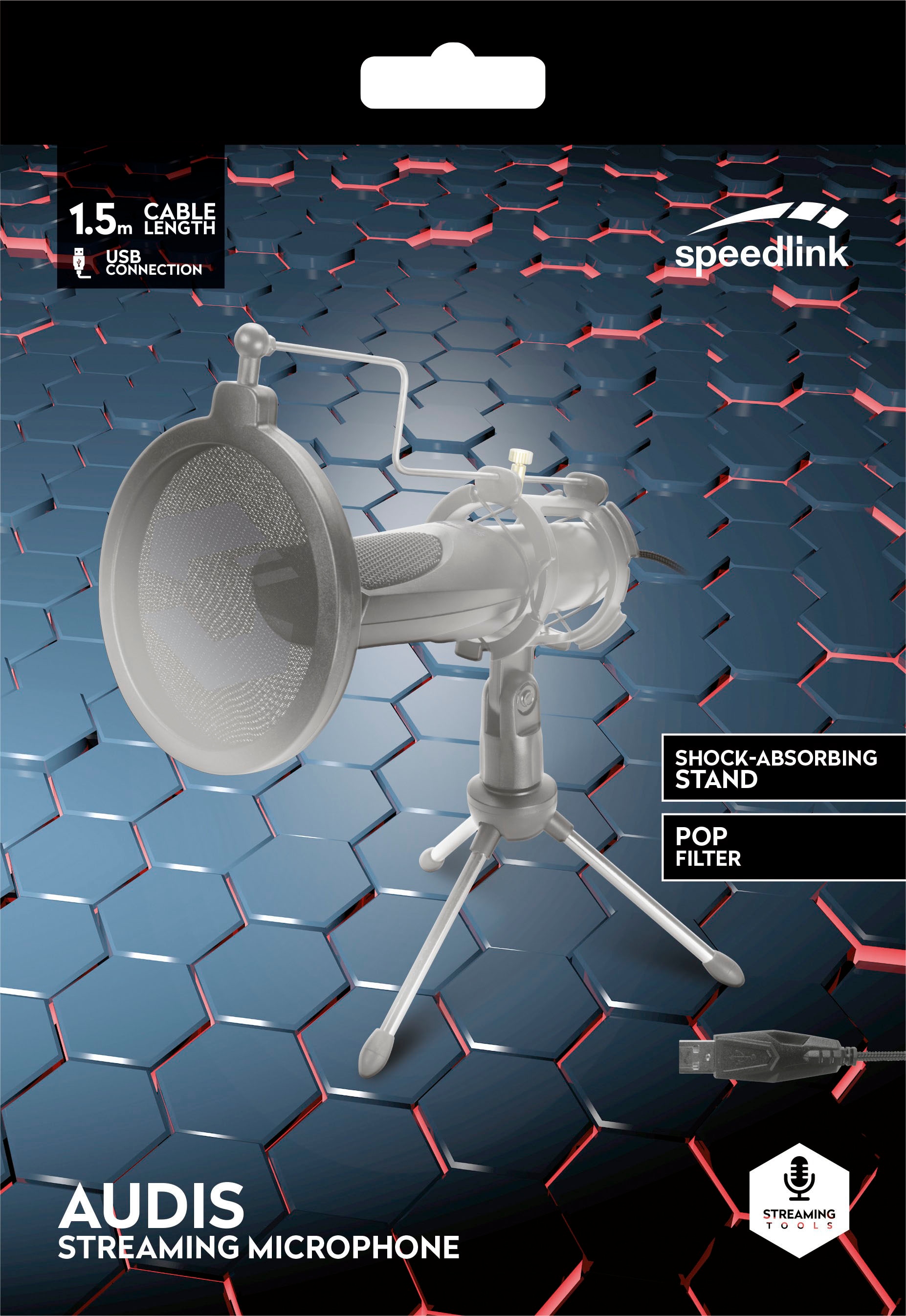 Speedlink Streaming-Mikrofon »AUDIS Desktop USB Standmikrofon für PC« Gaming Mikrofon mit Ständer und Popfilter