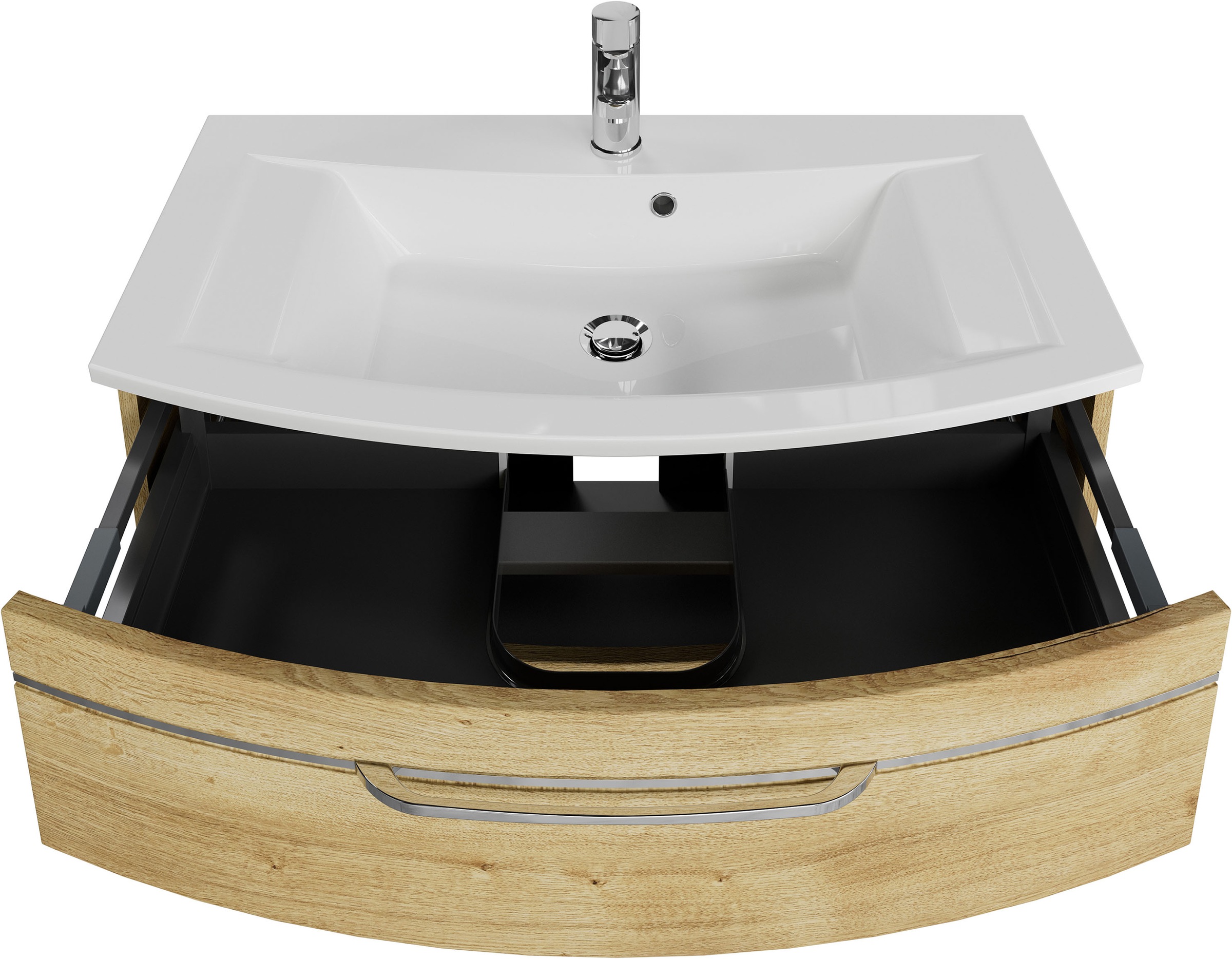 Saphir Badmöbel-Set »Serie 7045 2-teilig Mineralmarmor-Waschtisch mit LED-Spiegelschrank«, (Set, 2 St.), Badezimmer-Set 93,2 cm breit, inkl. Türdämpfer, 3 Türen, 2 Schubladen
