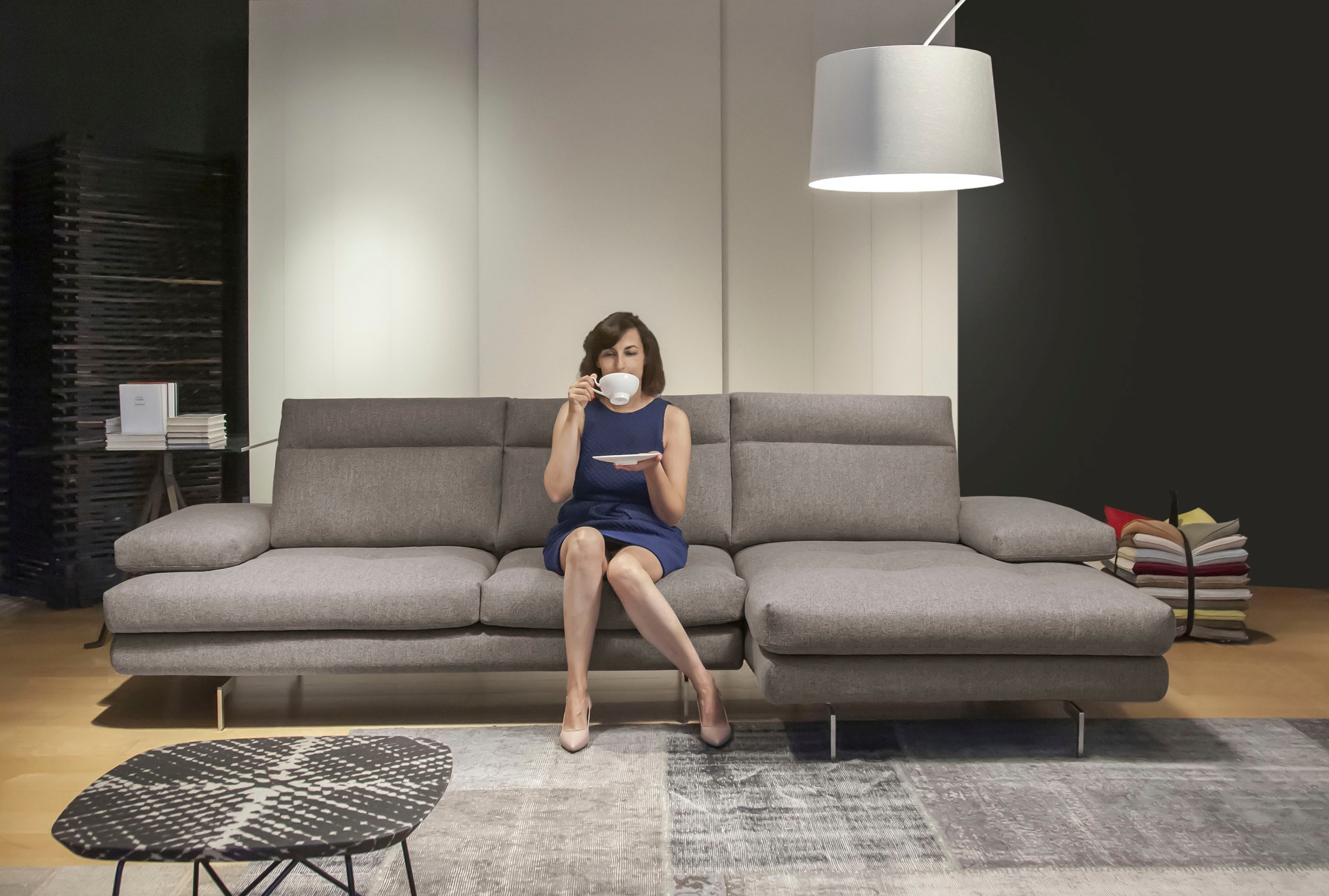 CALIA ITALIA Ecksofa »Toby Wing, Komfortsofa der Extraklasse, bequem, L-Form«, inklusive Sitztiefenverstellung, Füße in chrom glänzend