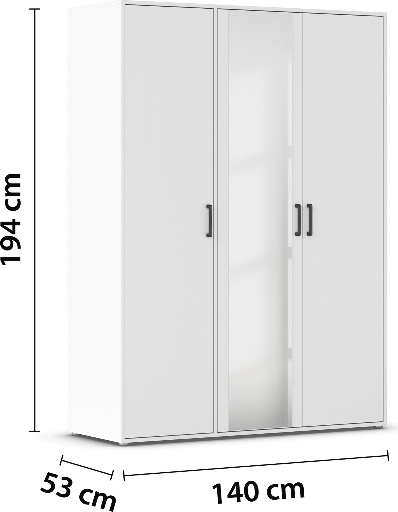 rauch Drehtürenschrank »Kleiderschrank Schrank Garderobe Wäscheschrank VOYAGER« in 3 verschiedenen Ausstattungen BASIC/CLASSIC/PREMIUM,  mit modernen Griffen in Graumetallic und Spiegel