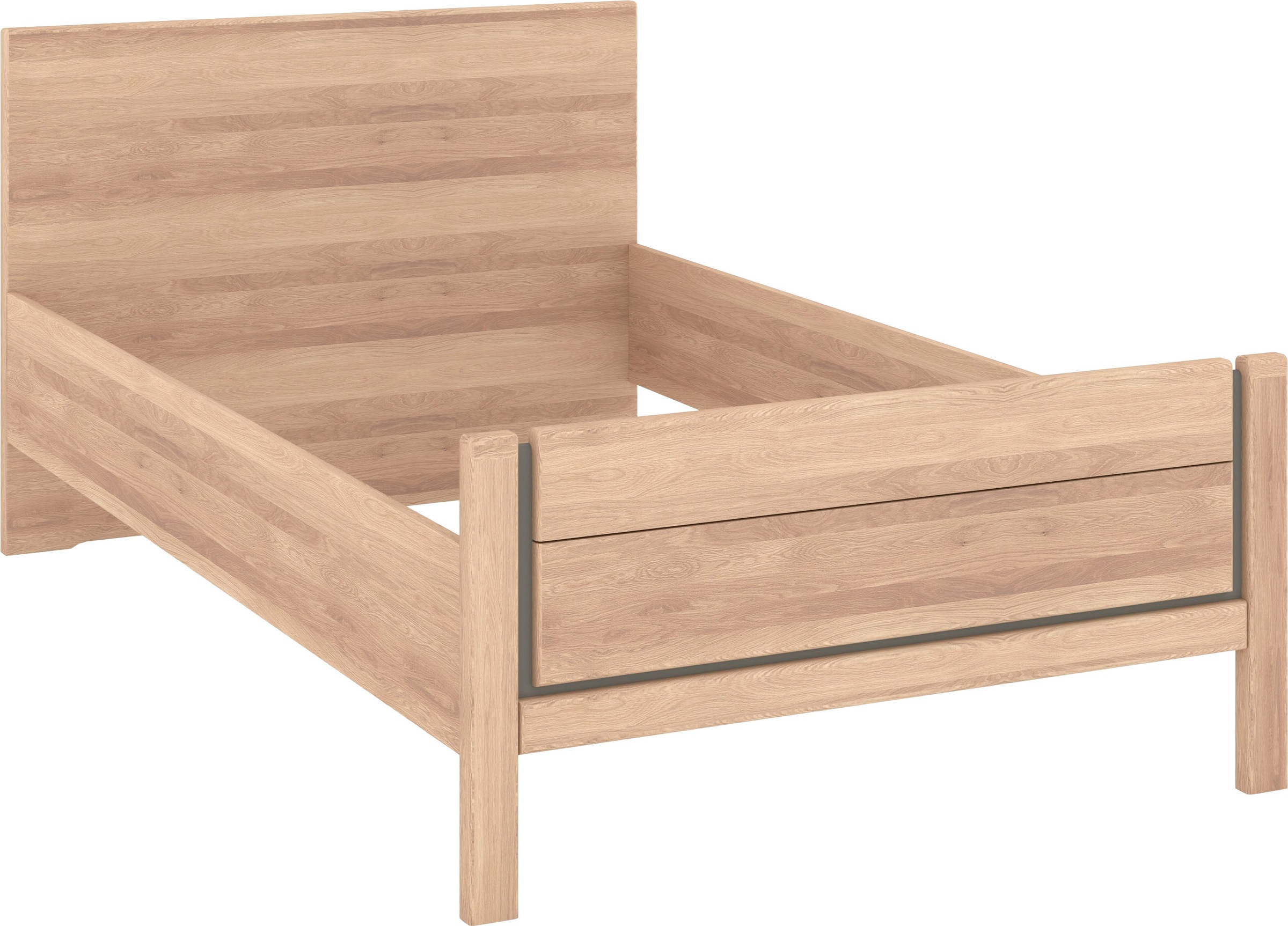 Musterring Holzbett »Sorrent, Bettgestell, Bettrahmen, teilmassiv Eiche«, (MADE IN GERMANY), Eiche teilmassiv, Liegehöhenverstellung, Stollenfußteil