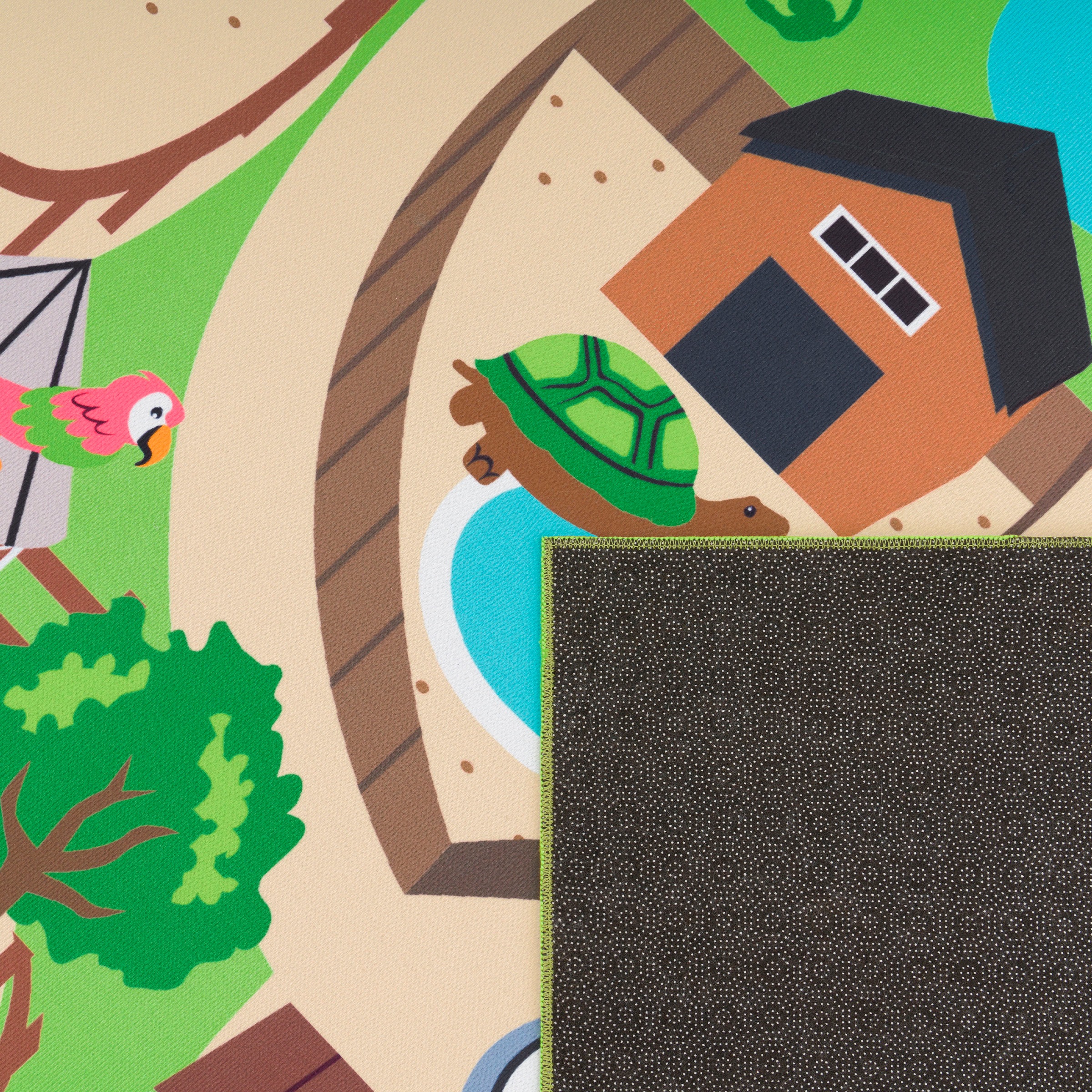 Paco Home Kinderteppich »Bino 563«, rund, 4 mm Höhe, Kurzflor, Straßen-Spiel-Teppich, Motiv Zoo, Kinderzimmer