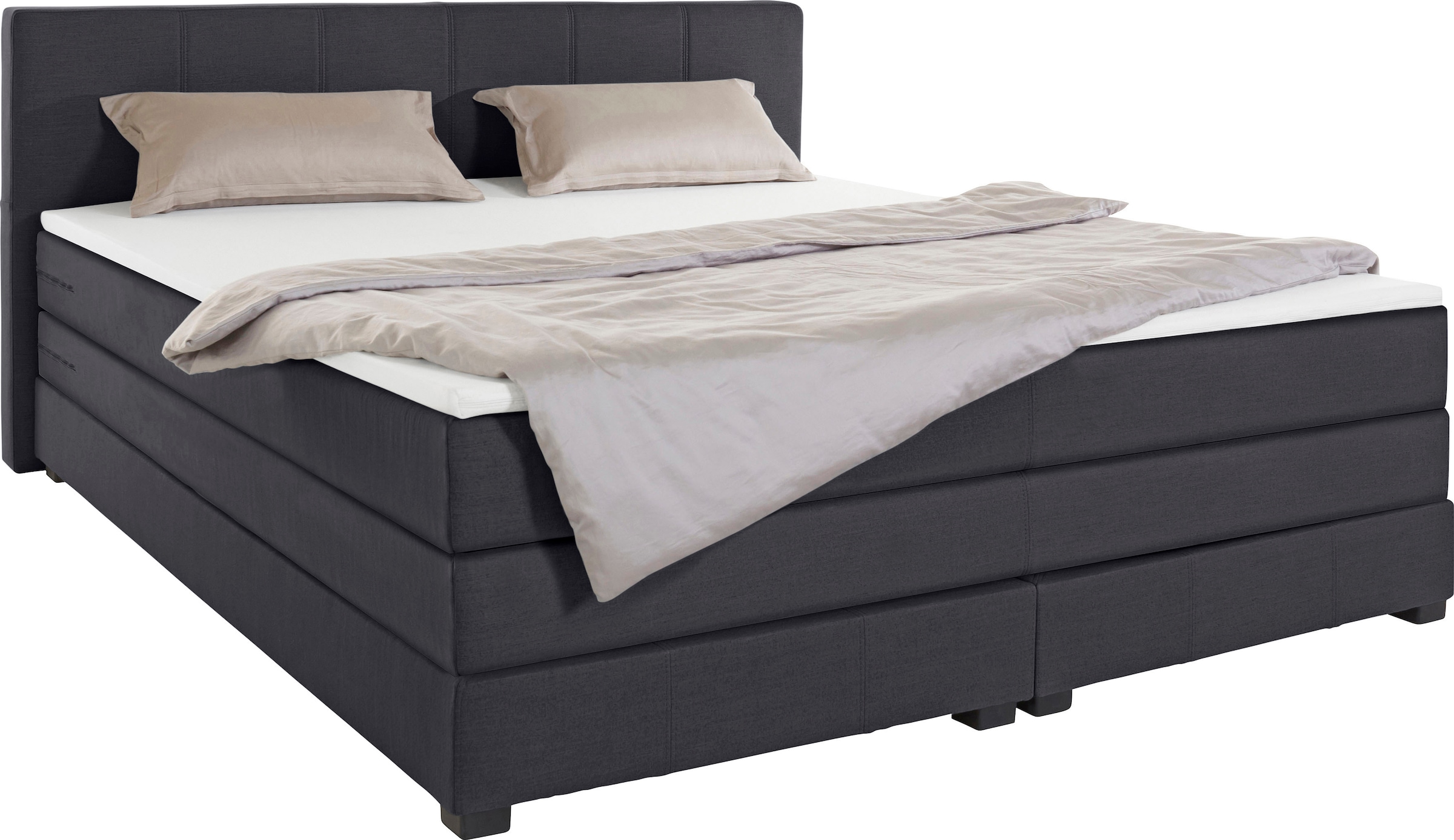 OTTO products Boxspringbett »Peetu«, Taschenfederkern-Matratze, in 4 Breiten und 4 Farben, incl. Topper