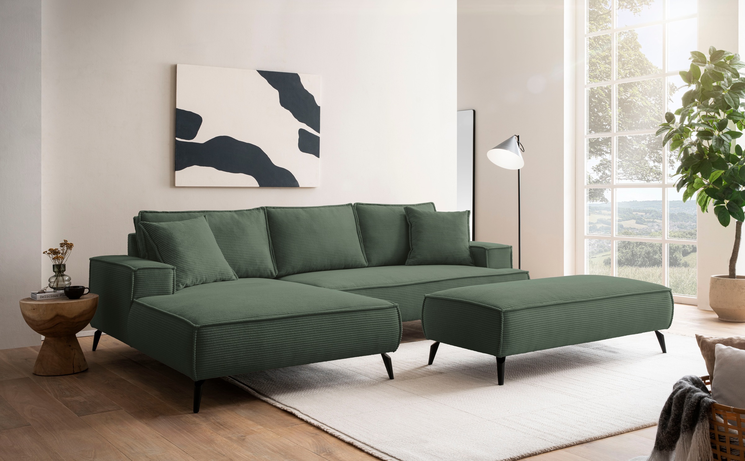 andas Sitzgruppe »TVINNU, Polsterecke L-Form, Schlaffunktion, mit Hocker«, (Set, 2 tlg.), stellbar zum Schlafsofa (Krokodilverbinder)