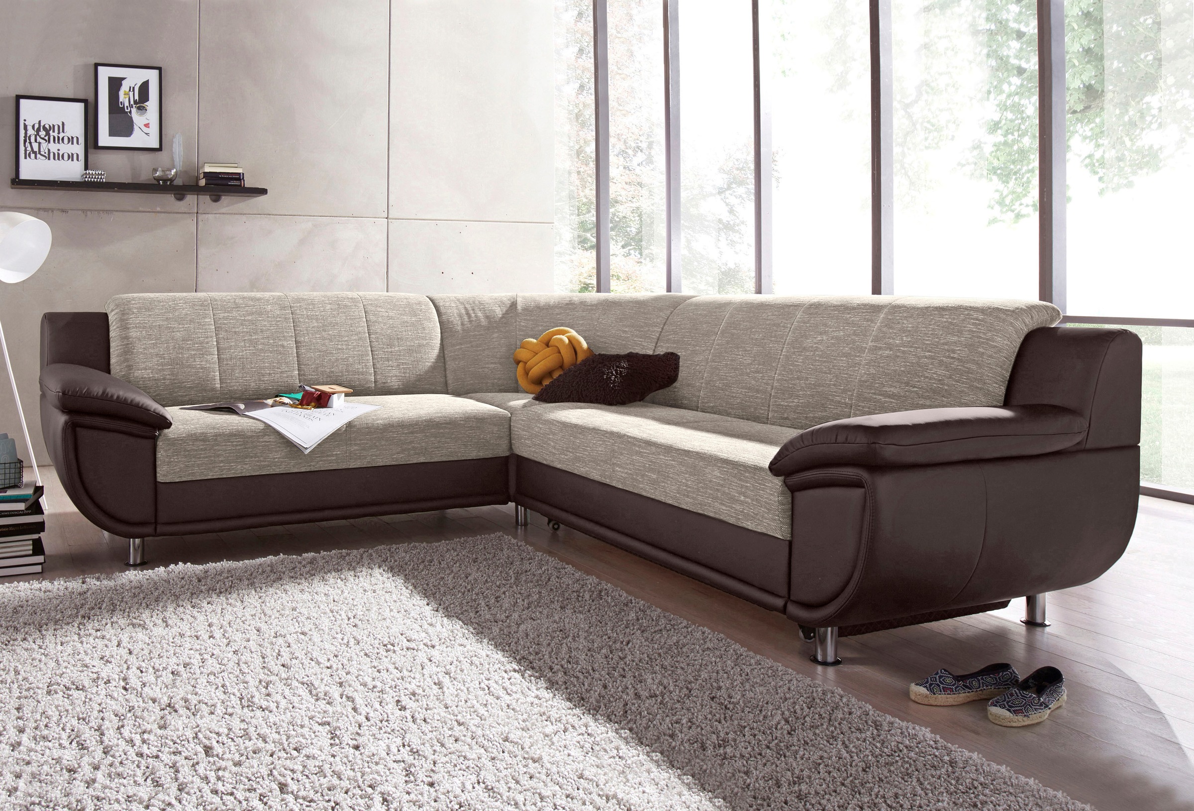 TRENDMANUFAKTUR Ecksofa »Rondo 3, zeitlos und modern, im Materialmix, L-For günstig online kaufen