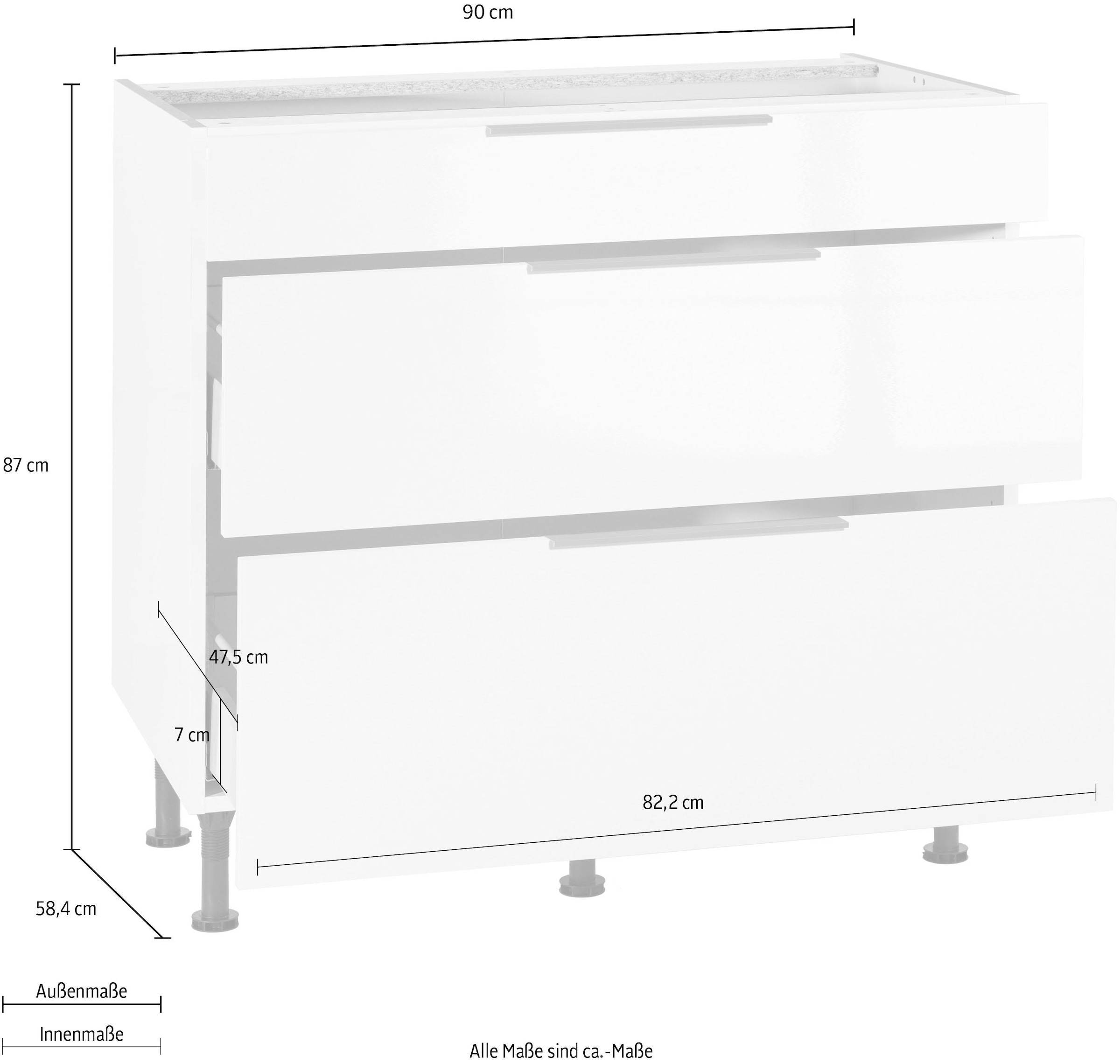 OPTIFIT Unterschrank »Tara«, bestellen 90 und cm Rechnung Vollauszug auf mit Breite Soft-Close-Funktion