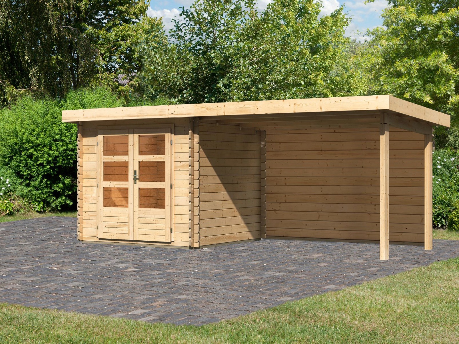 KONIFERA Gartenhaus »Schloßsee 2«, mit Anbaudach und Rückwand kaufen