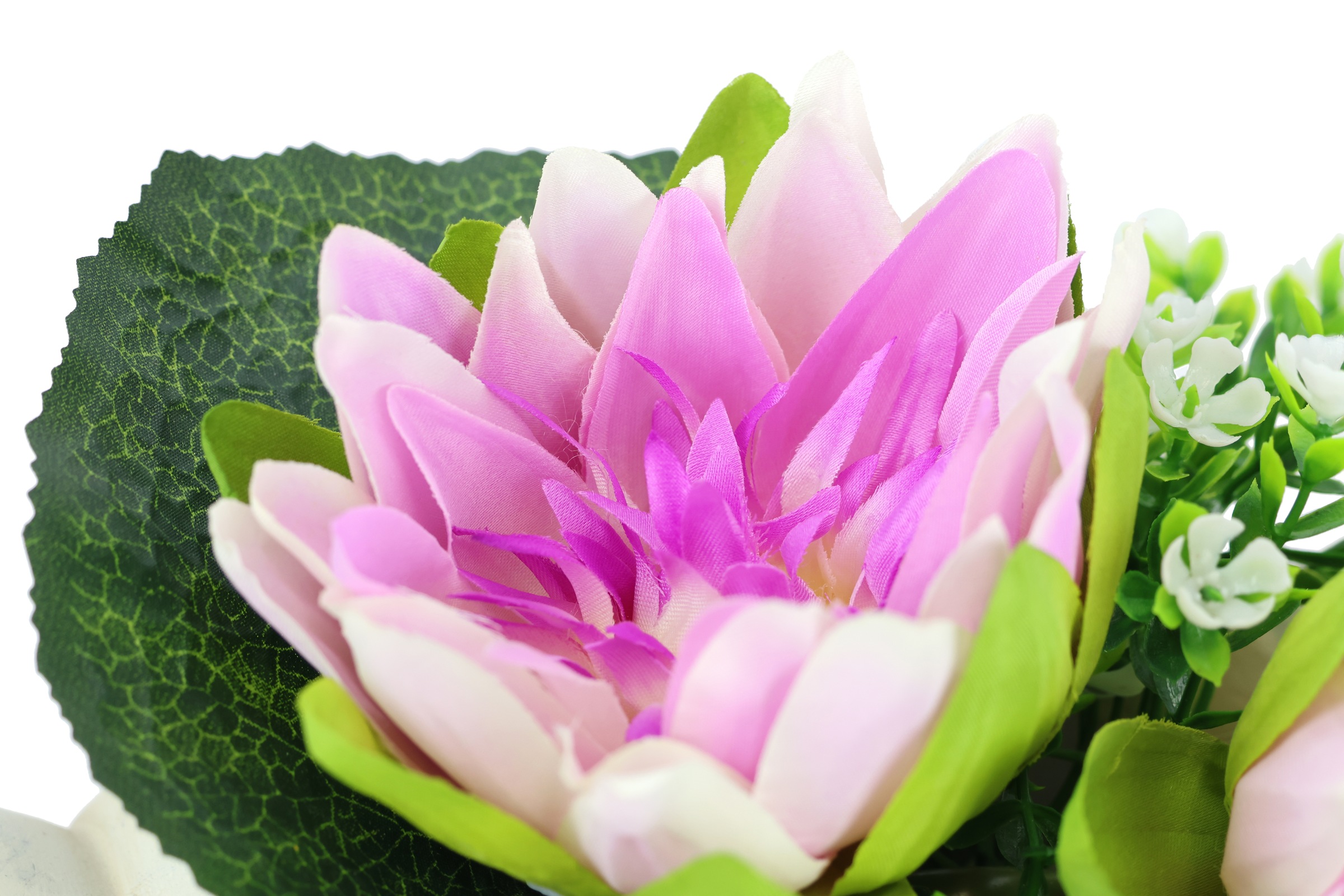 I.GE.A. Kunstblume »Lotus in Muschel-Topf«, Künstliche Seerosen-Arrangement in Muschel - Wasserlilien mit Blüten